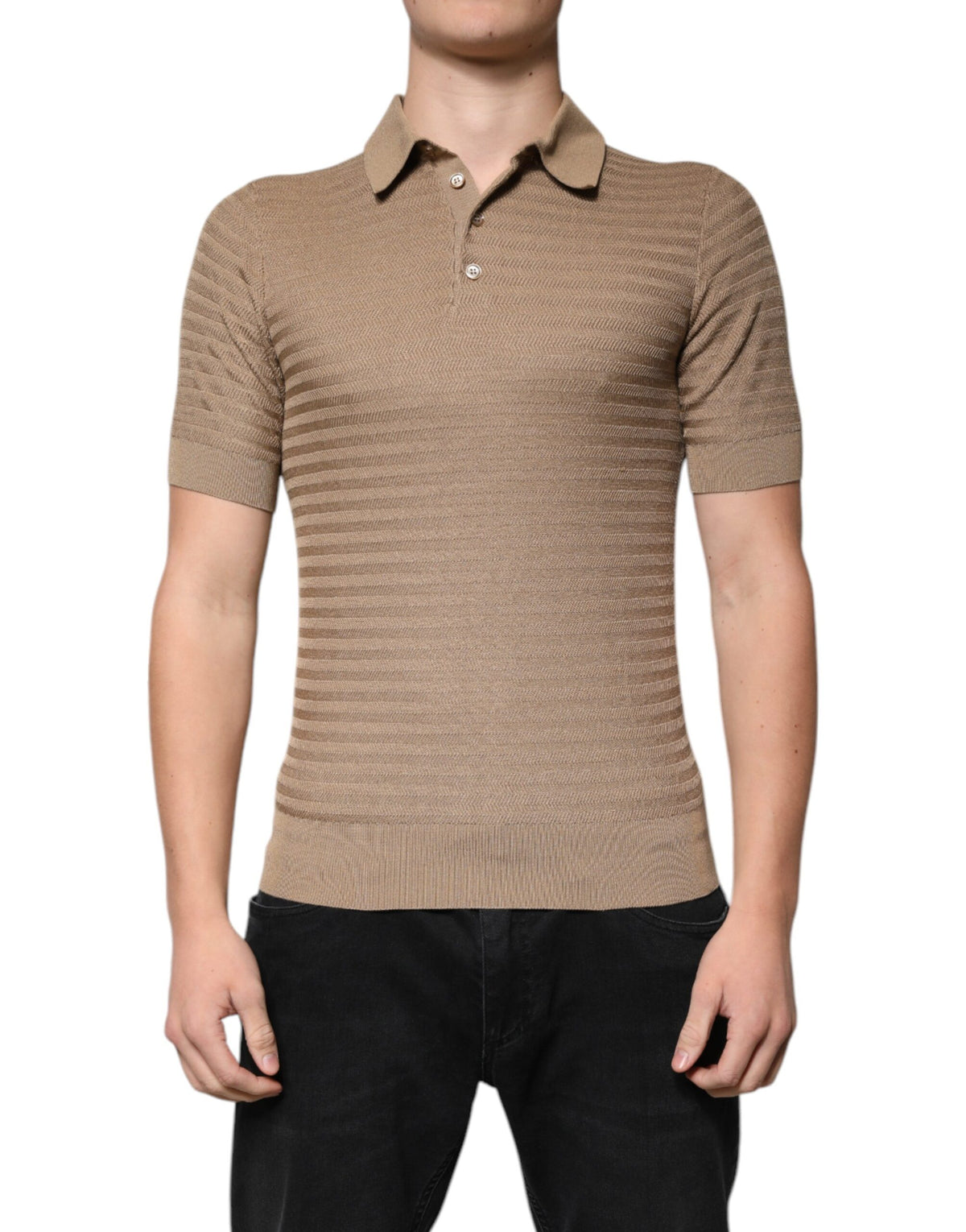 Dolce & Gabbana Brown Collared Short Sleeves Polo Men's T-shirt