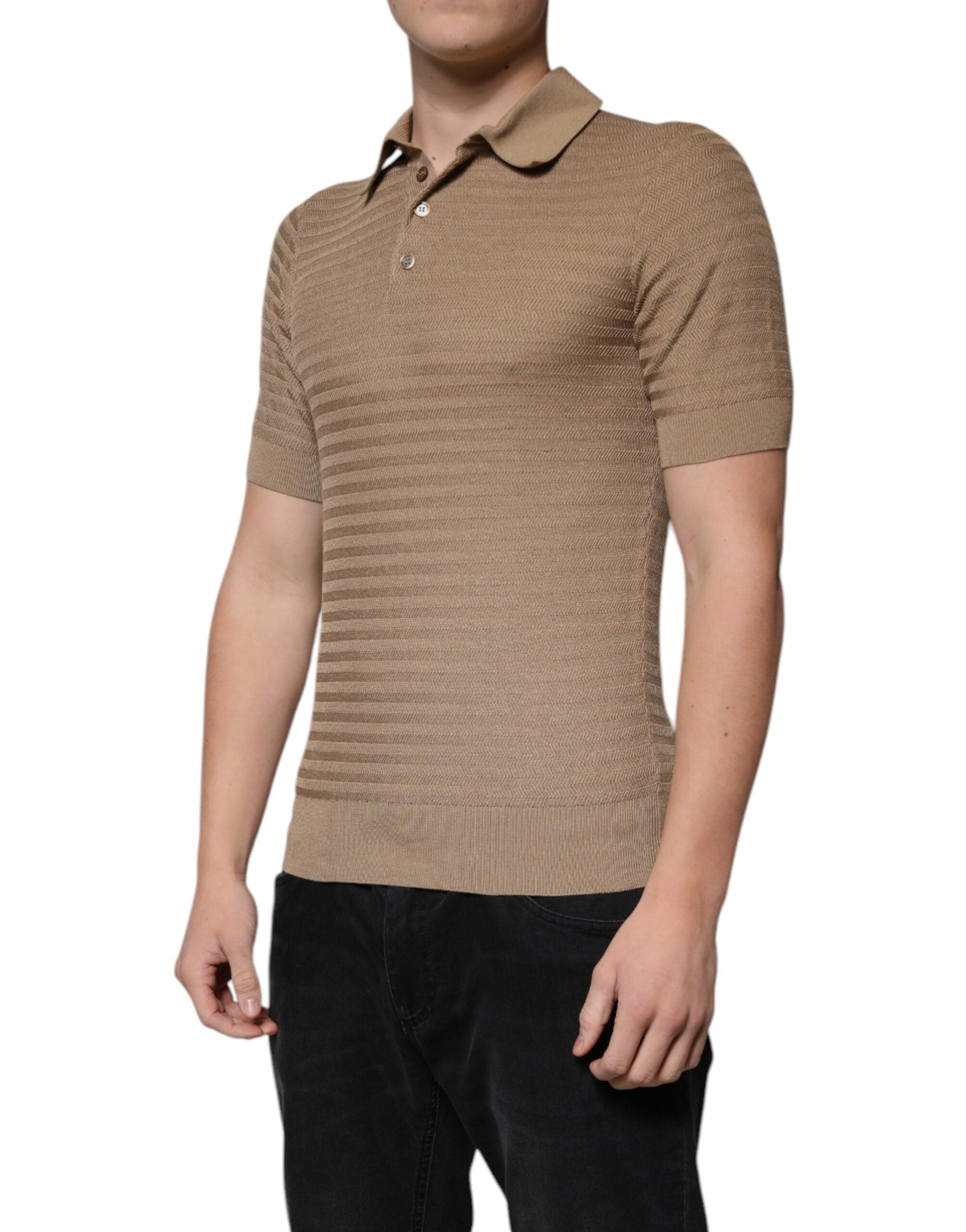 Dolce & Gabbana Brown Collared Short Sleeves Polo Men's T-shirt