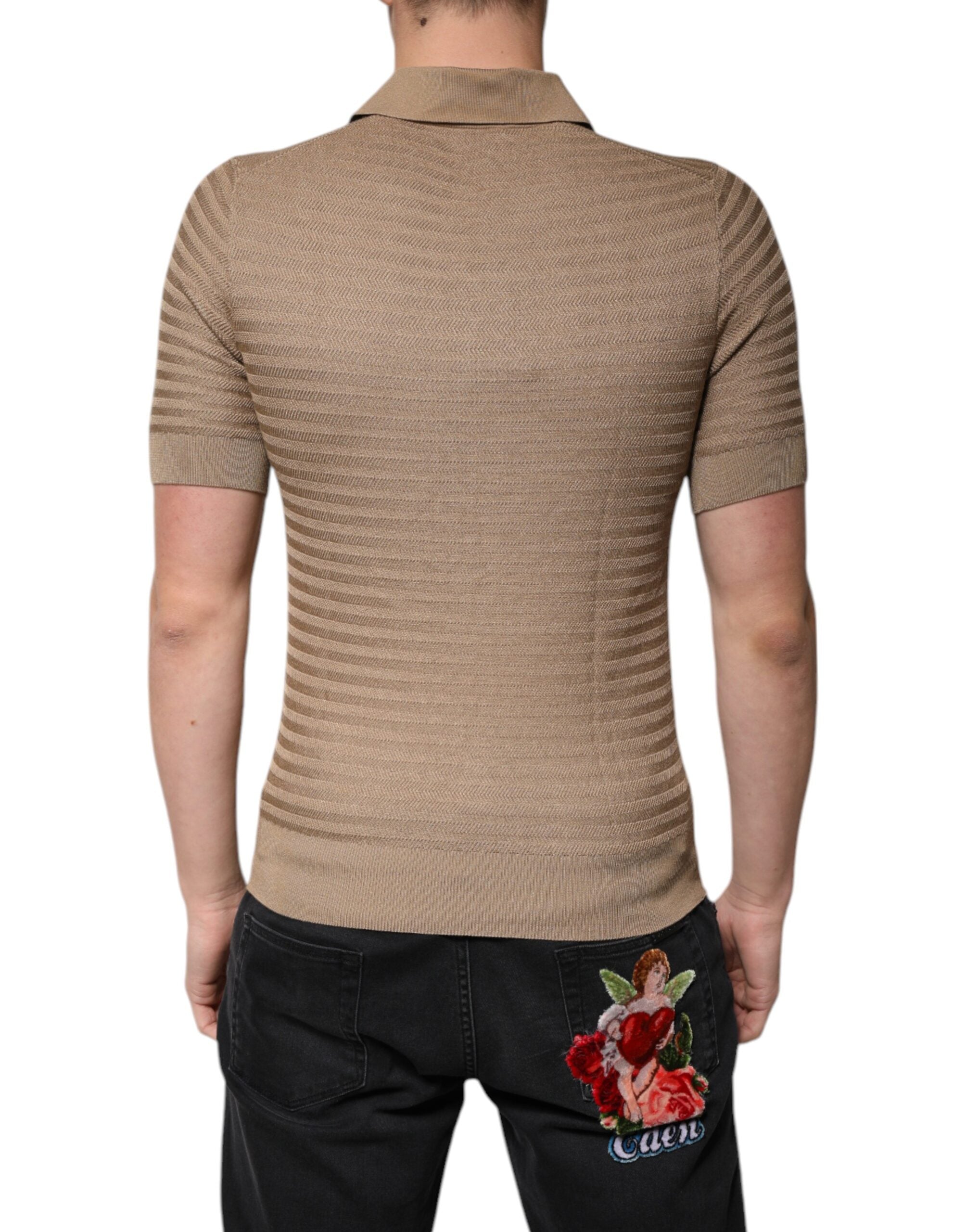 Dolce & Gabbana Brown Collared Short Sleeves Polo Men's T-shirt