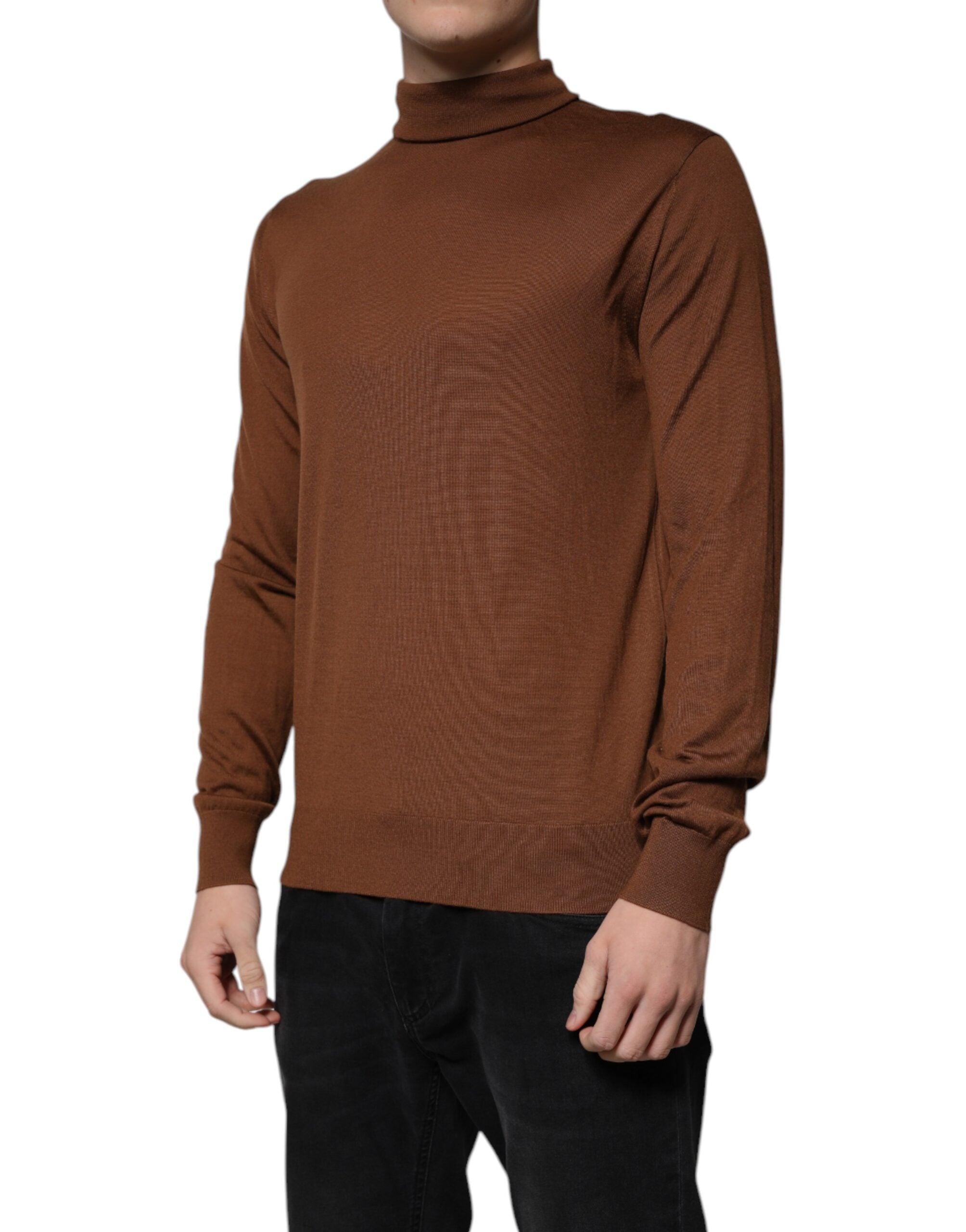 Dolce & Gabbana Brown Cashmere Turtleneck Pullover Men's Sweater (Pre-Owned)