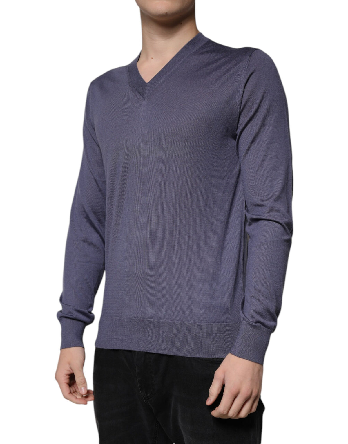 Dolce & Gabbana Gray Cashmere V-neck Men Pullover Men's Sweater (Pre-Owned)