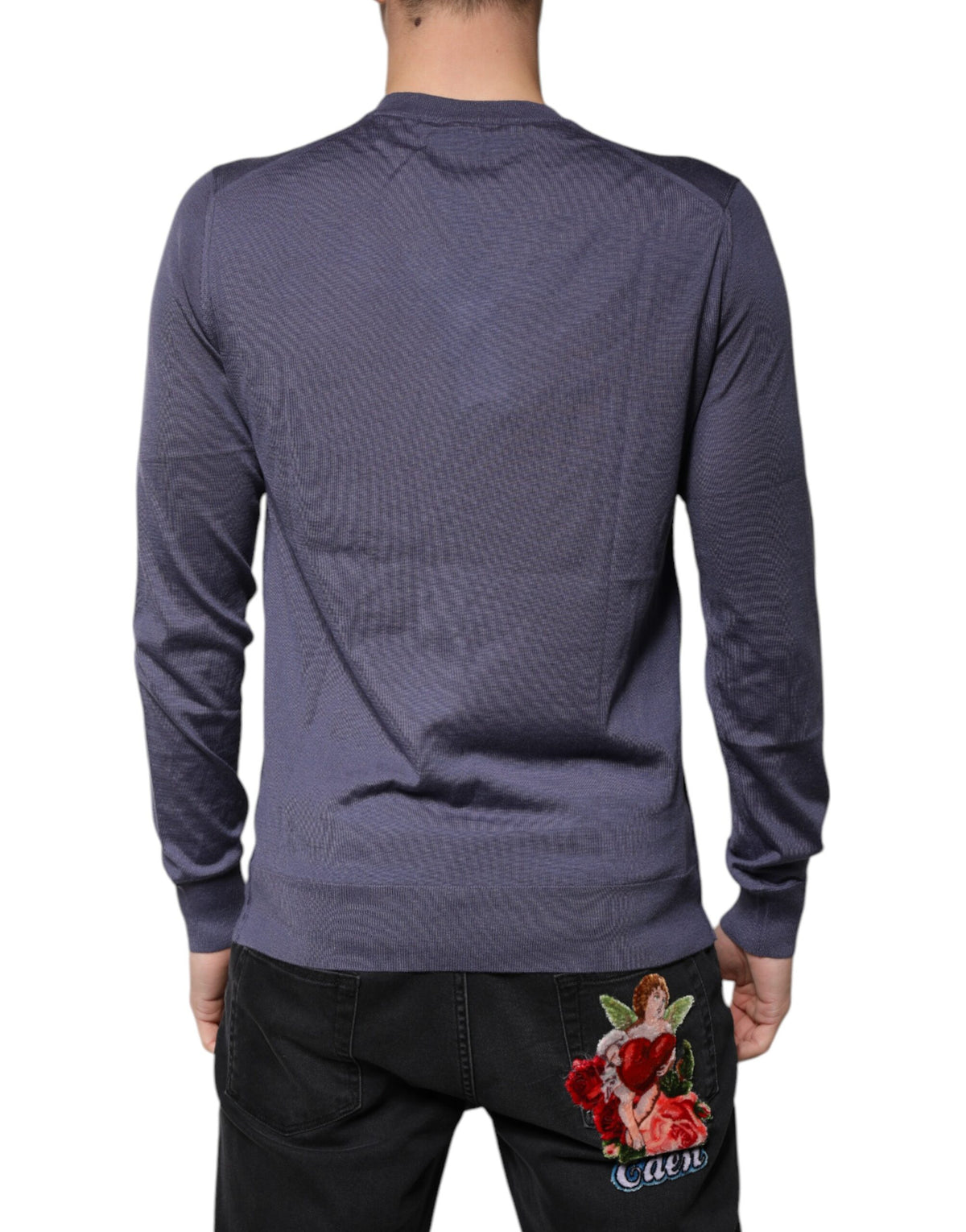 Dolce & Gabbana Gray Cashmere V-neck Men Pullover Men's Sweater (Pre-Owned)