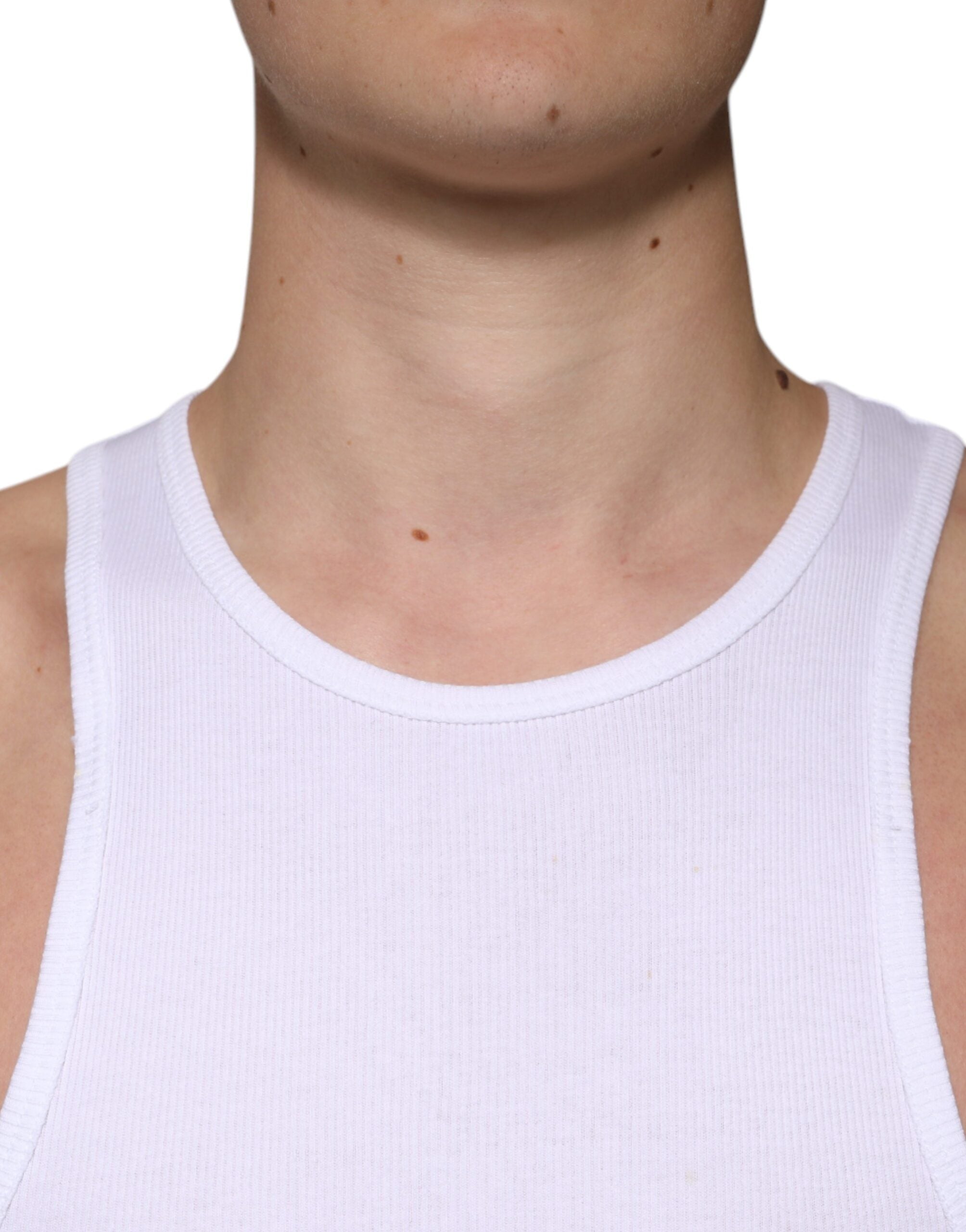 Dolce & Gabbana White Cotton Sleeveless Round Neck Tank Men's T-shirt (Pre-Owned)