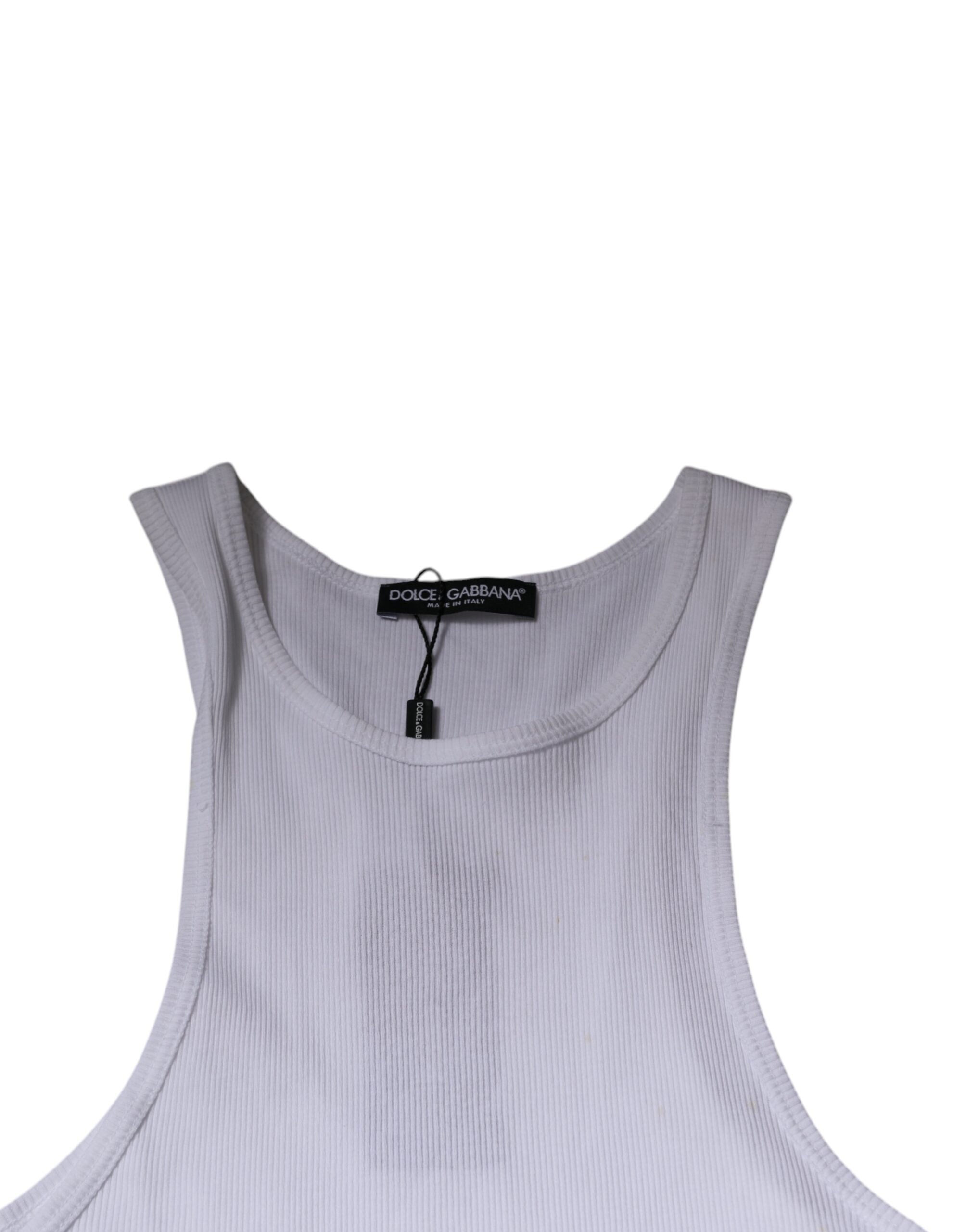 Dolce & Gabbana White Cotton Sleeveless Round Neck Tank Men's T-shirt (Pre-Owned)