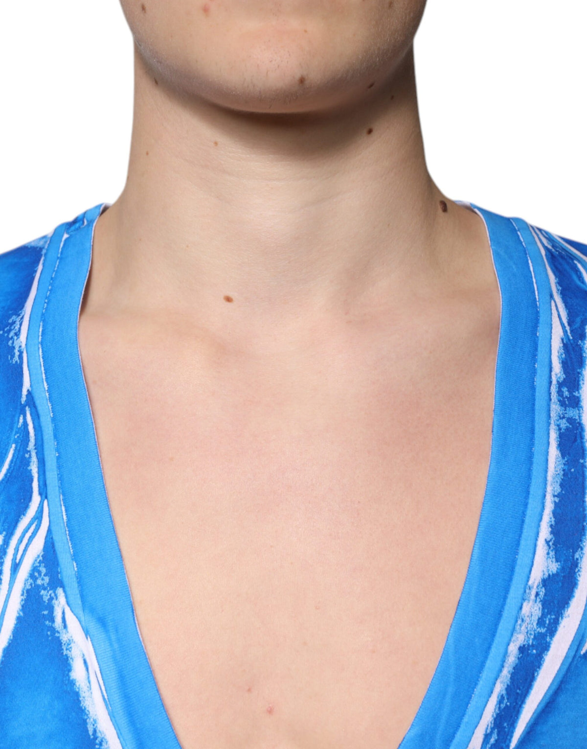 Dolce & Gabbana Blue Cotton V-neck Short Sleeves Men's T-shirt