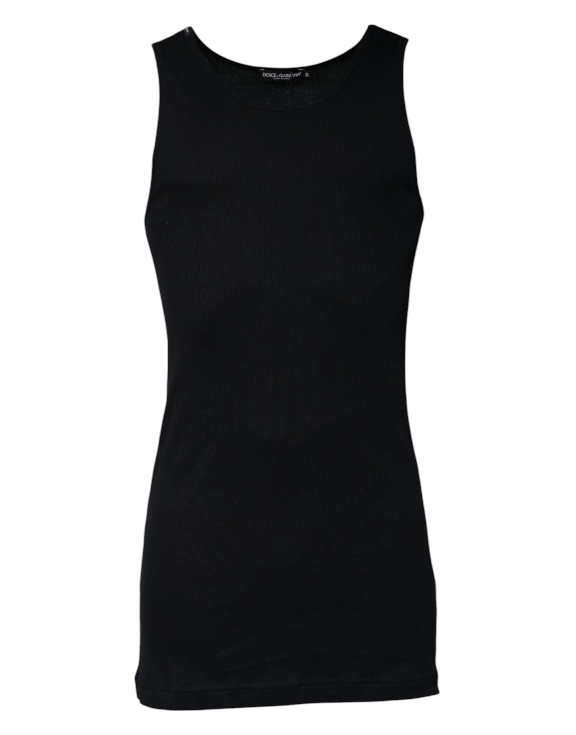 Dolce & Gabbana Black Cotton Sleeveless Round Neck Tank Men's T-shirt
