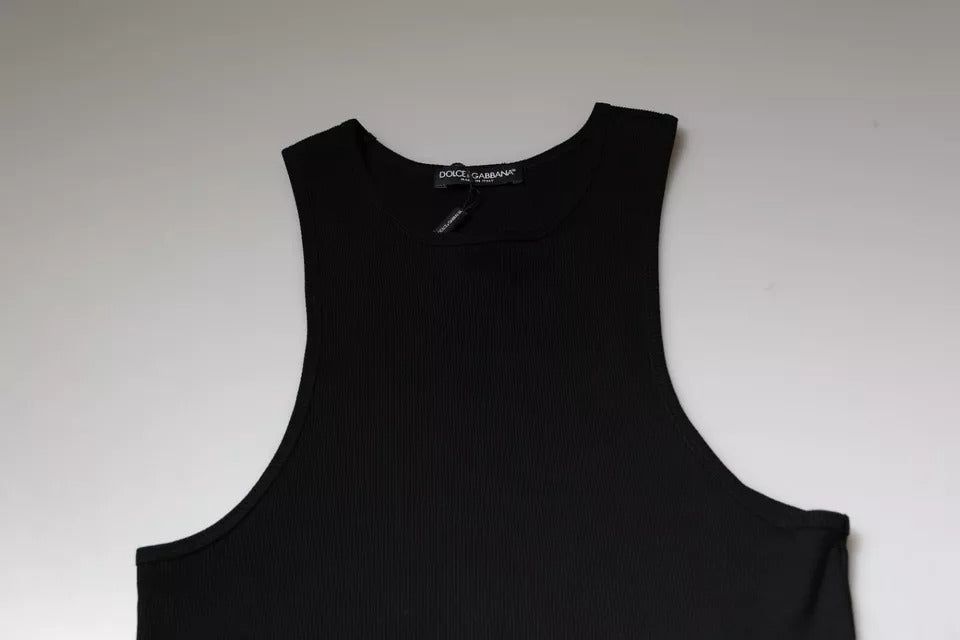 Dolce & Gabbana Black Cotton Sleeveless Round Neck Tank Men's T-shirt