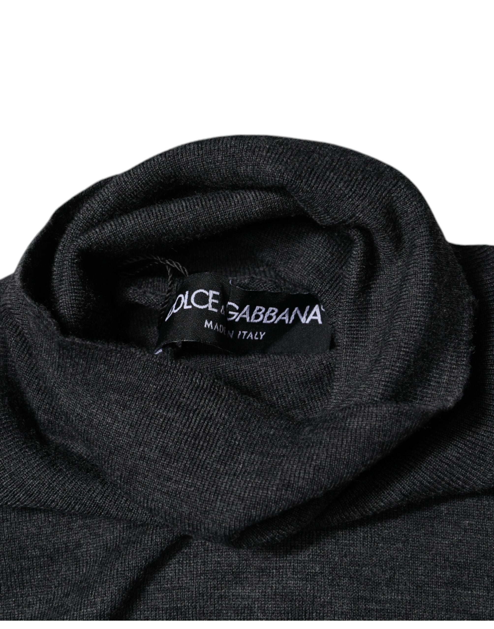Dolce & Gabbana Gray Wool Knit Turtleneck Pullover Men's Sweater