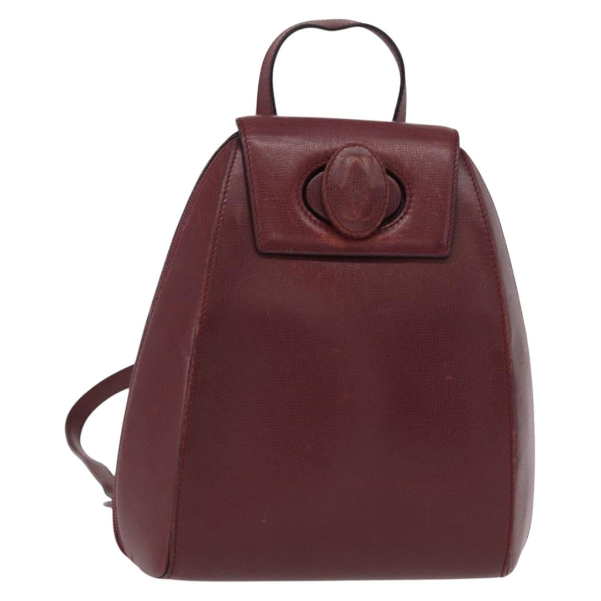 Cartier Happy Birthday Leather Burgundy Leather Backpack Bag (Pre-Owned)