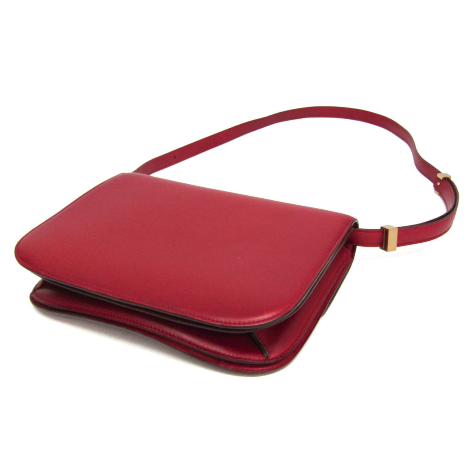 Celine Classic Box Smooth Leather Red Calfskin Handbag (Pre-Owned)