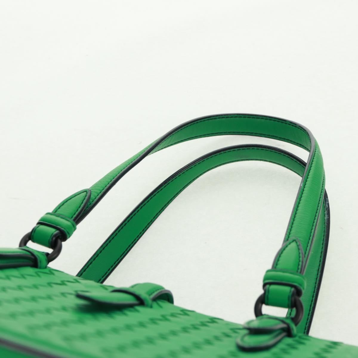Bottega Veneta Intrecciato Leather Green Leather Handbag (Pre-Owned)