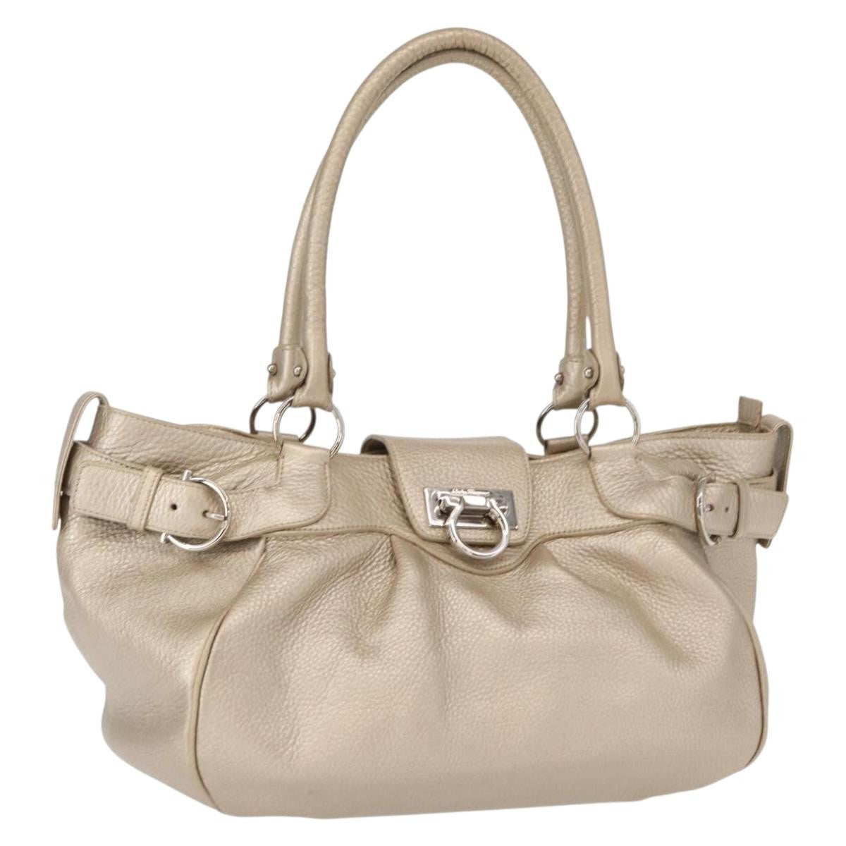 Salvatore Ferragamo Gancini Leather Gold Leather Handbag (Pre-Owned)