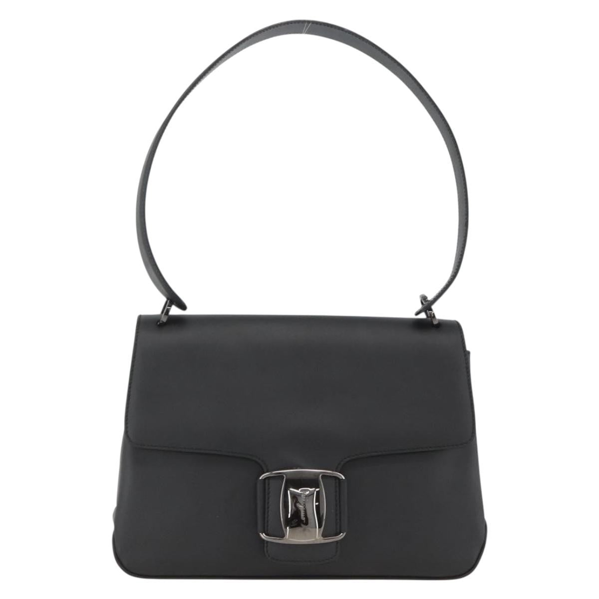 Salvatore Ferragamo Vala Canvas Black Canvas Shoulder Bag Bag (Pre-Owned)