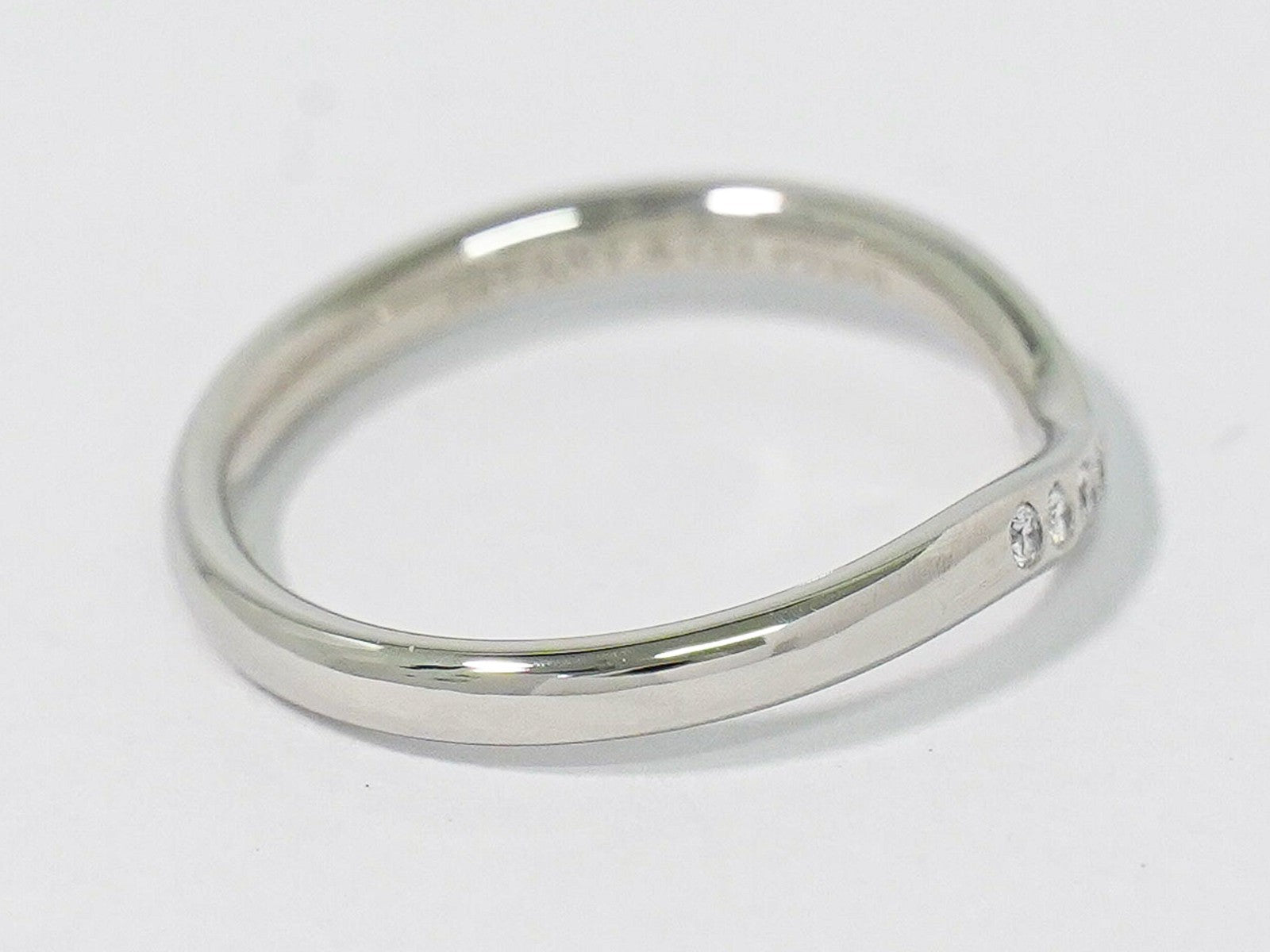Tiffany & Co. Elsa Peretti Curved Wedding Band Platinum With Diamonds Clear Platinum Ring Jewelry (Pre-Owned)