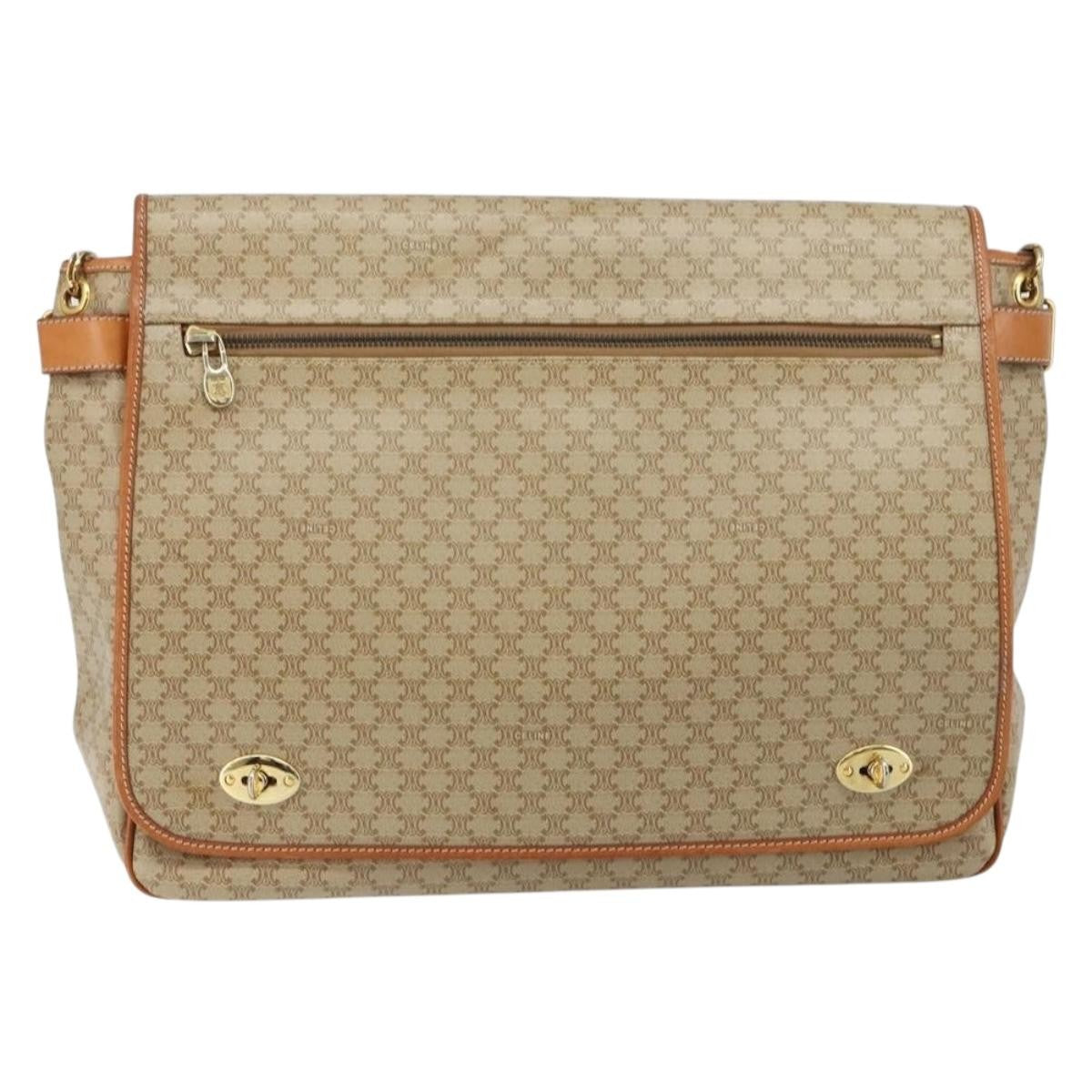 Celine Macadam Shoulder Pvc Leather Beige Canvas Bag (Pre-Owned)