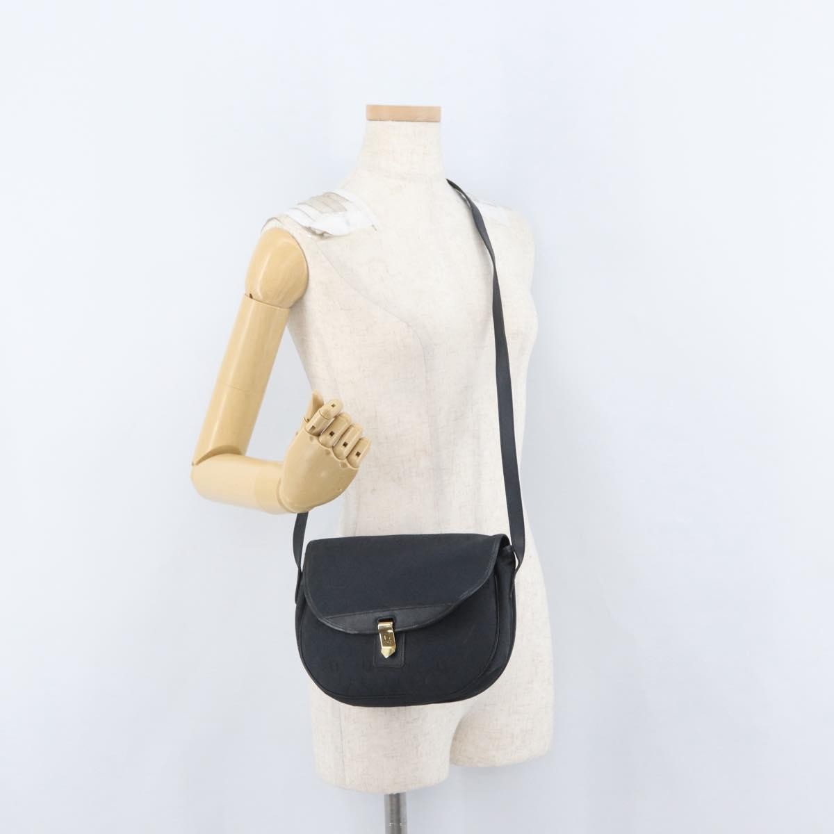 Christian Dior Vintage Honeycomb Flap Canvas And Leather Black Canvas Shoulder Bag Bag (Pre-Owned)