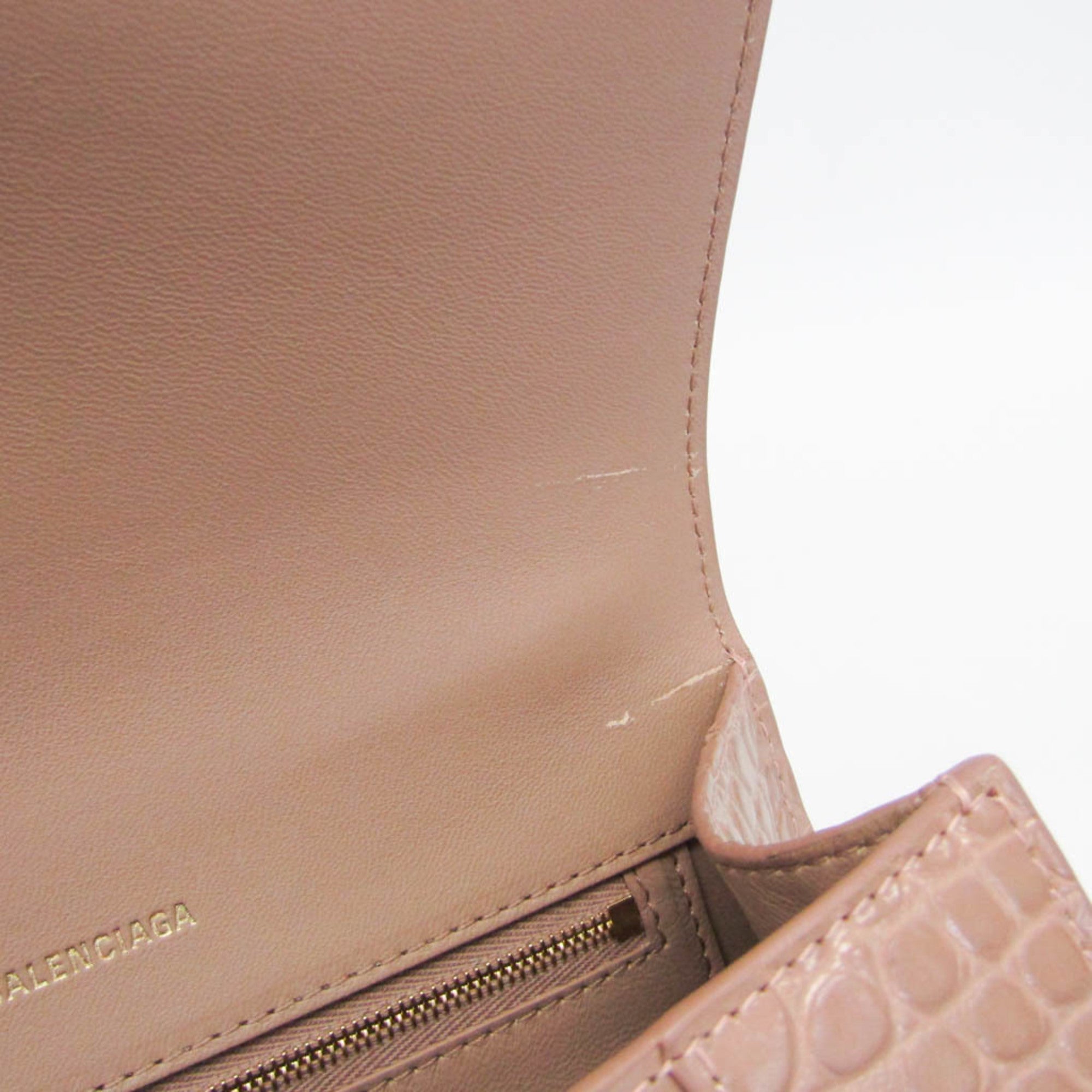 Balenciaga Hourglass Crocodile Embossed Pink Leather Handbag (Pre-Owned)
