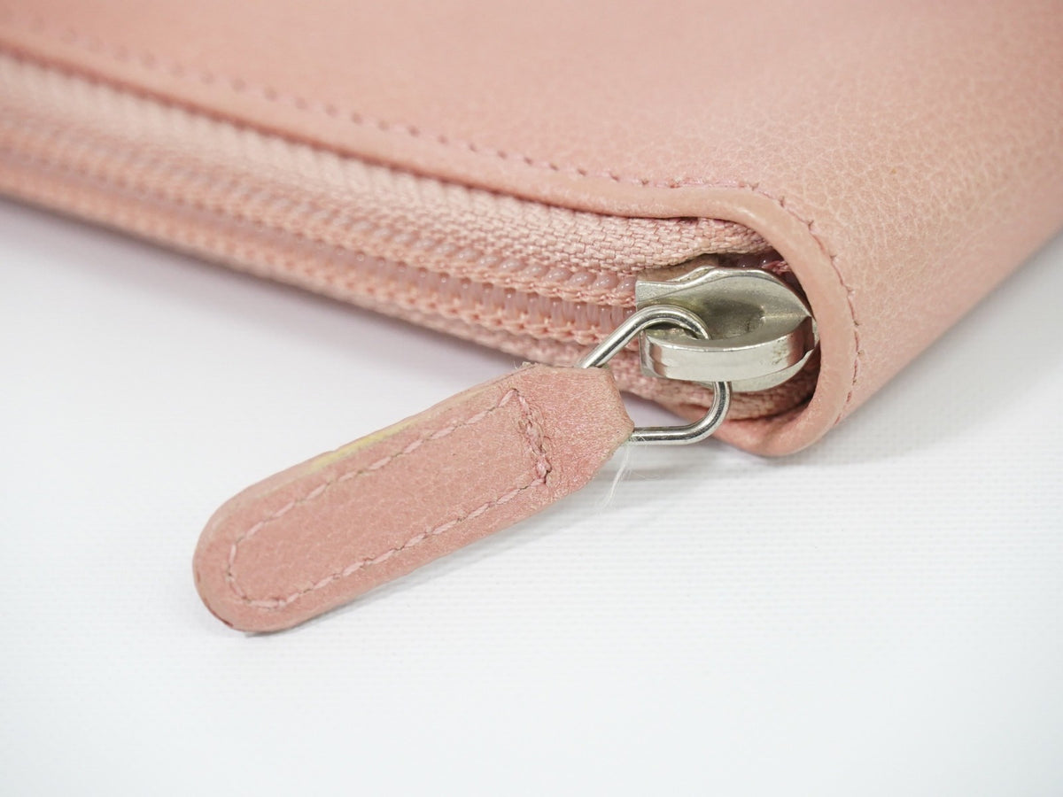 Chanel Camellia Zip Around Organizer Leather Pink Leather Wallets Accessory (Pre-Owned)