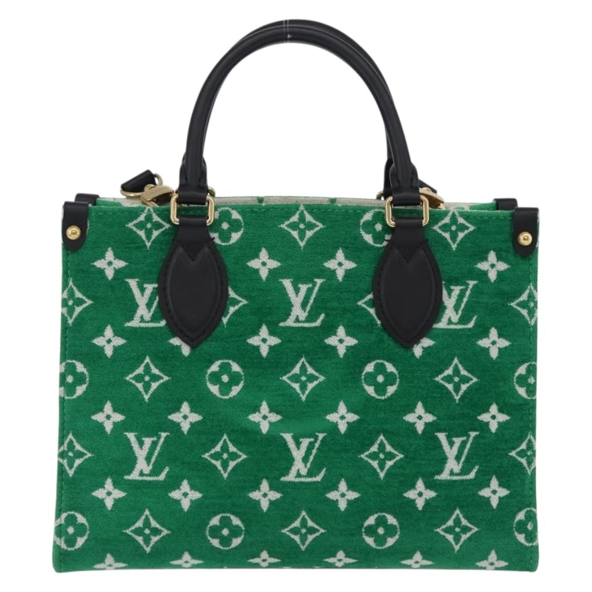 Louis Vuitton Onthego Lv Match Monogram Jacquard Velvet Green Canvas Tote Bag Bag (Pre-Owned)