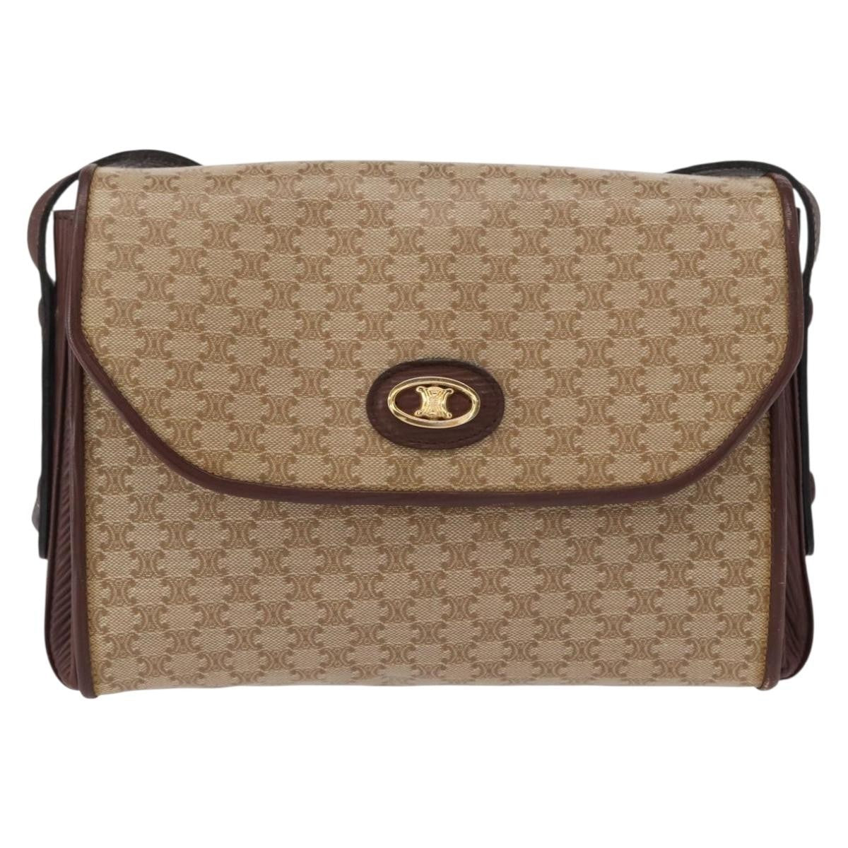 Celine Vintage Macadam Canvas And Leather Beige Canvas Shoulder Bag Bag (Pre-Owned)