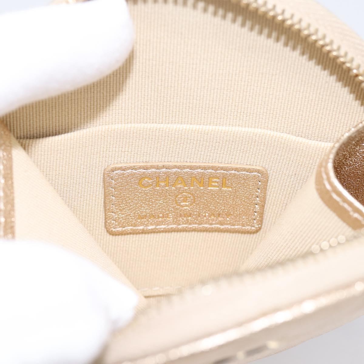 Chanel Pearl Crown Cc Multi Pouches Wristlet Quilted Lambskin Gold Leather Clutche & Pouche Bag (Pre-Owned)