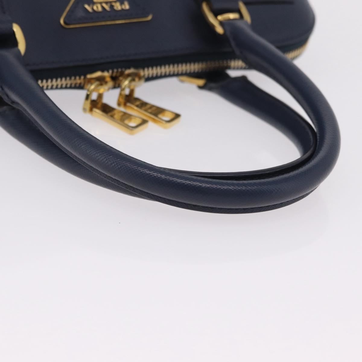 Prada Promenade Saffiano Leather Navy Leather Handbag (Pre-Owned)