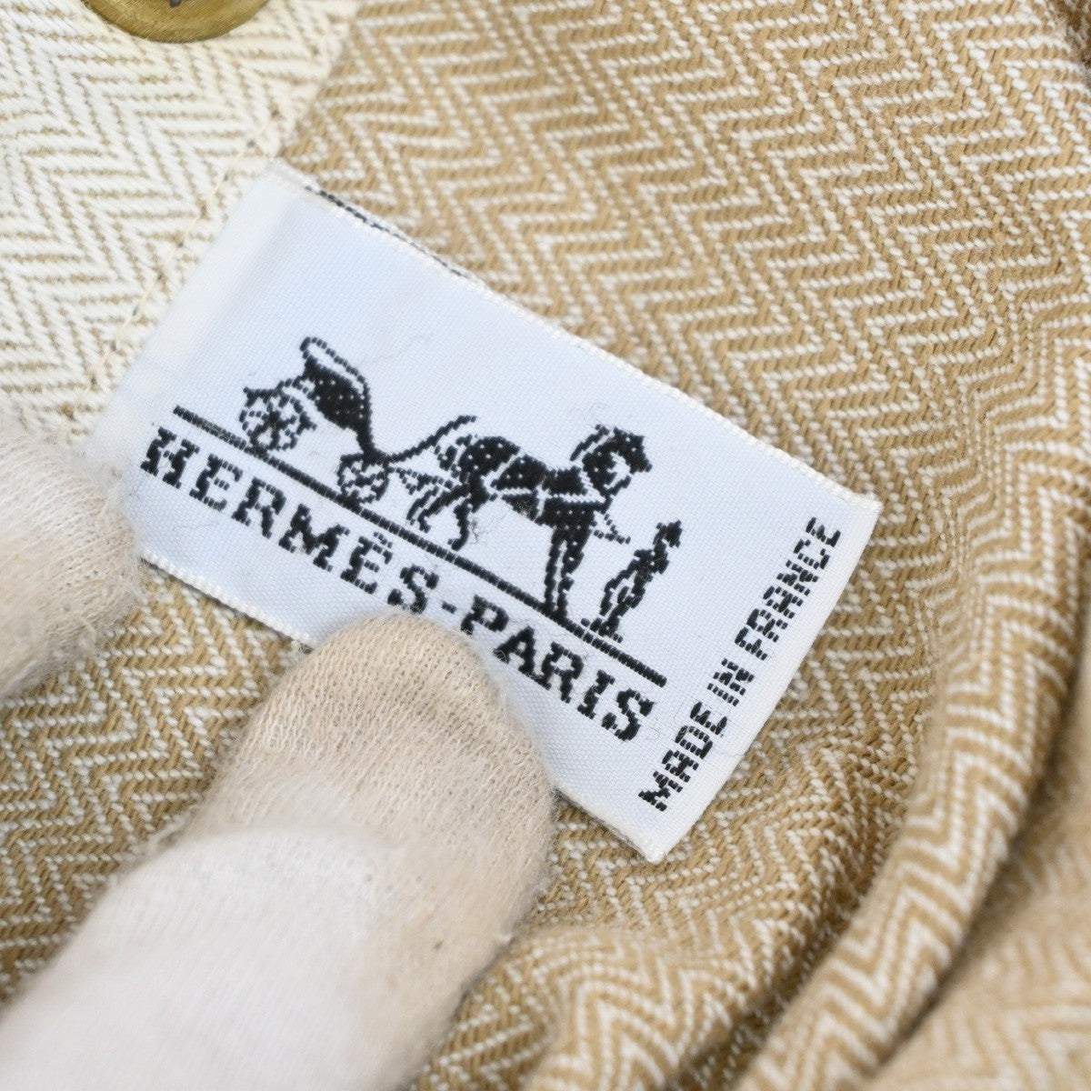 Hermes Aline Toile Beige Cotton Handbag (Pre-Owned)