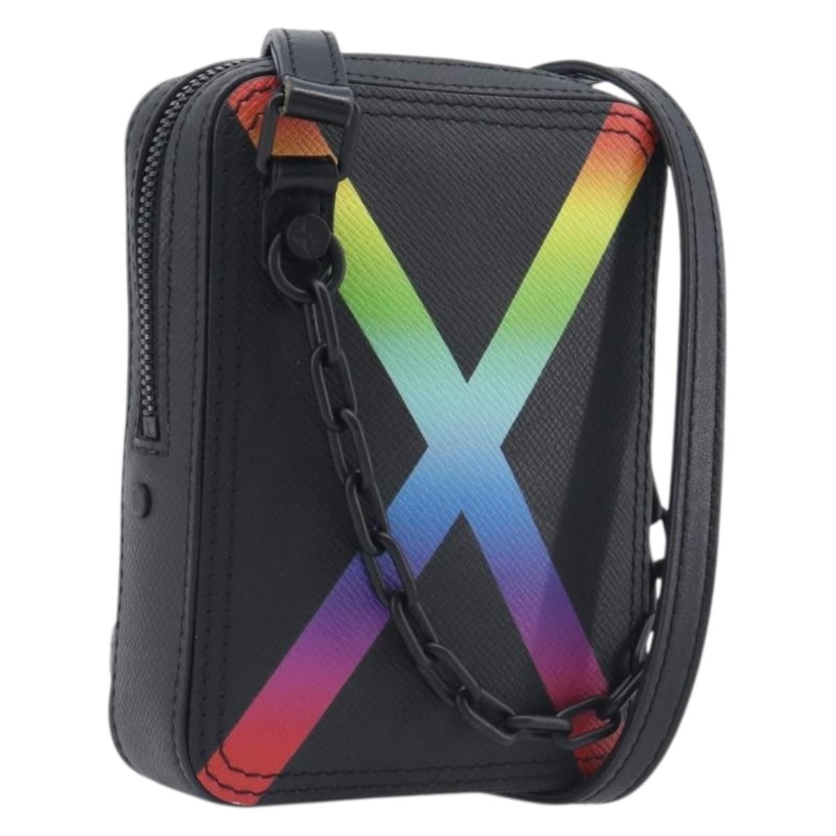 Louis Vuitton Danube Messenger Rainbow Taiga Leather Black Leather Handbag (Pre-Owned)