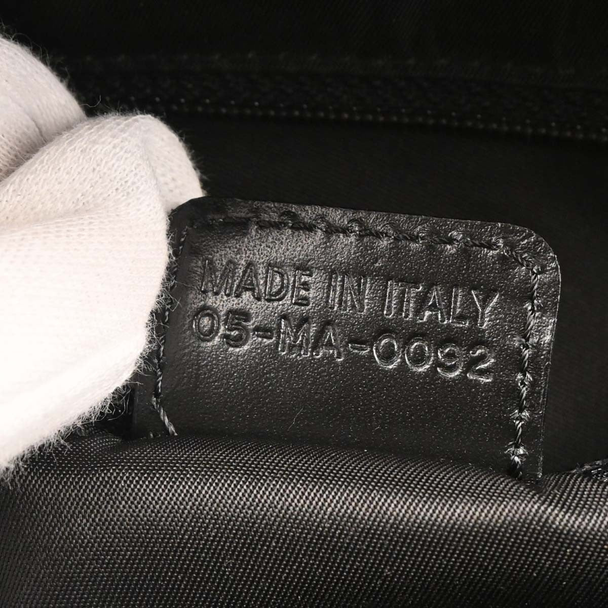 Christian Dior Vintage Saddle Bowler Diorissimo Canvas Black Canvas Handbag (Pre-Owned)