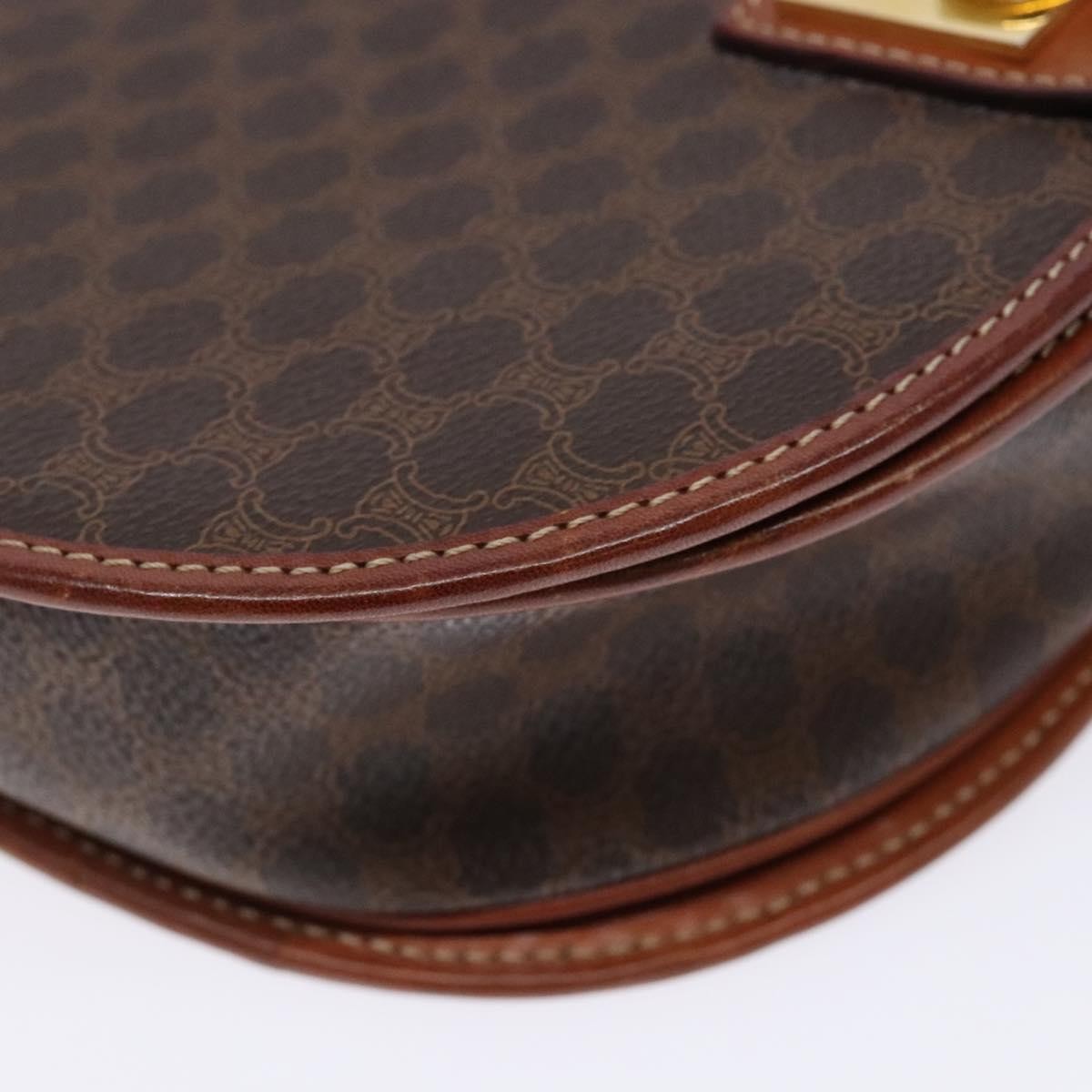 Celine Macadam Shoulder Pvc Leather Brown Canvas Bag (Pre-Owned)