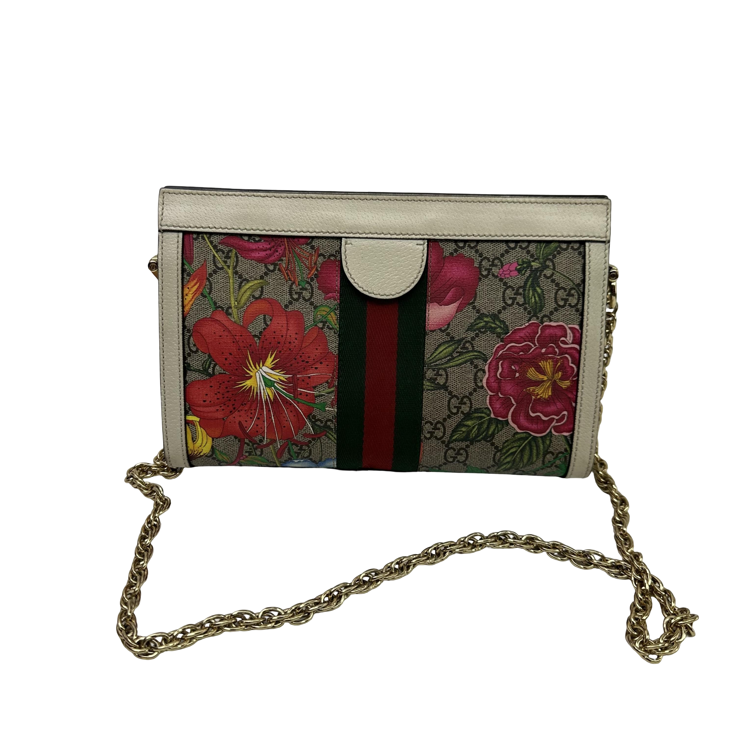 Gucci Ophidia Chain Flora Gg Coated Canvas Multicolour Canvas Shoulder Bag Bag (Pre-Owned)