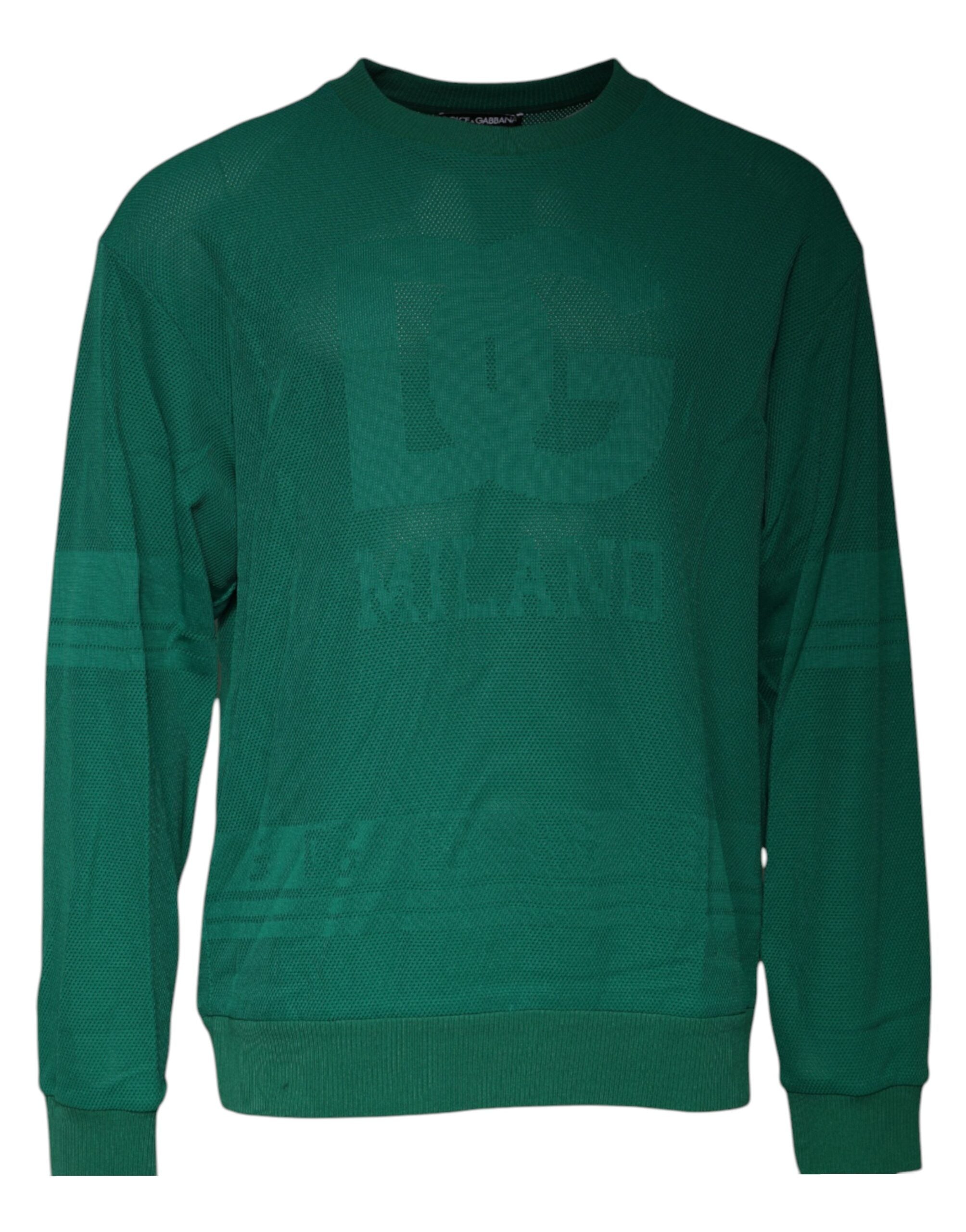 Dolce & Gabbana Green Logo Nylon Crew Neck Pullover Men's Sweater