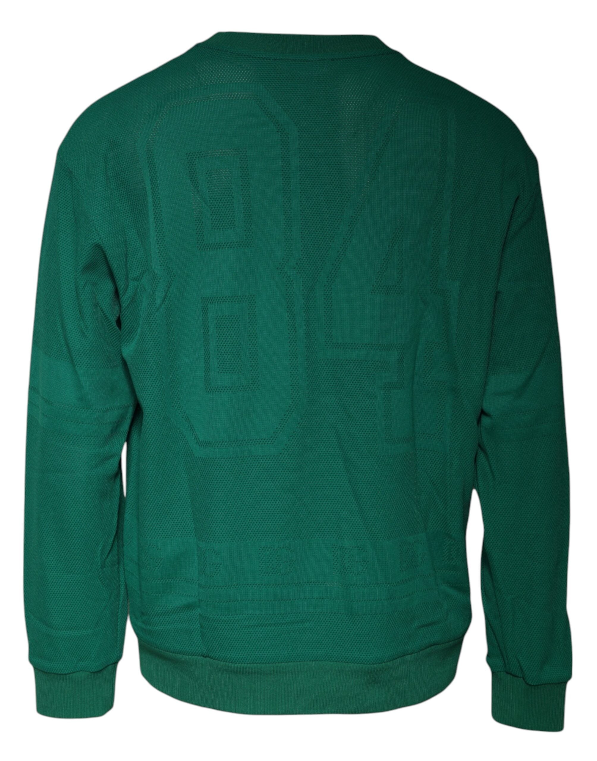 Dolce & Gabbana Green Logo Nylon Crew Neck Pullover Men's Sweater