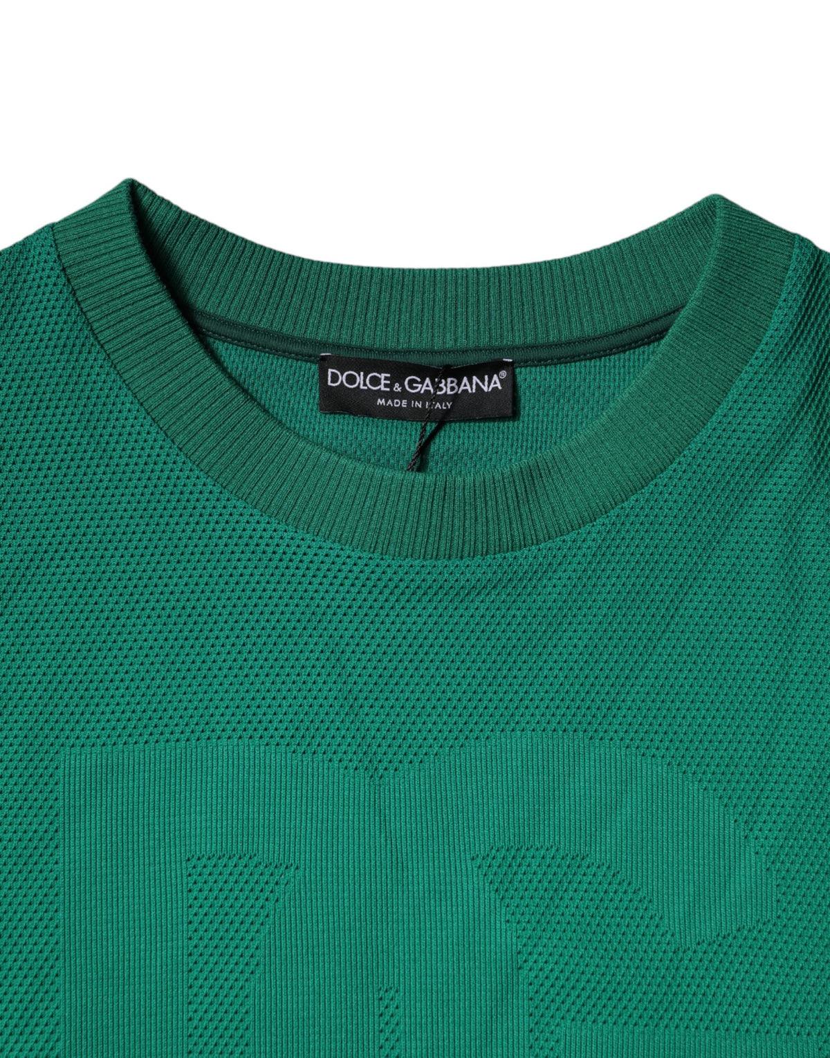 Dolce & Gabbana Green Logo Nylon Crew Neck Pullover Men's Sweater