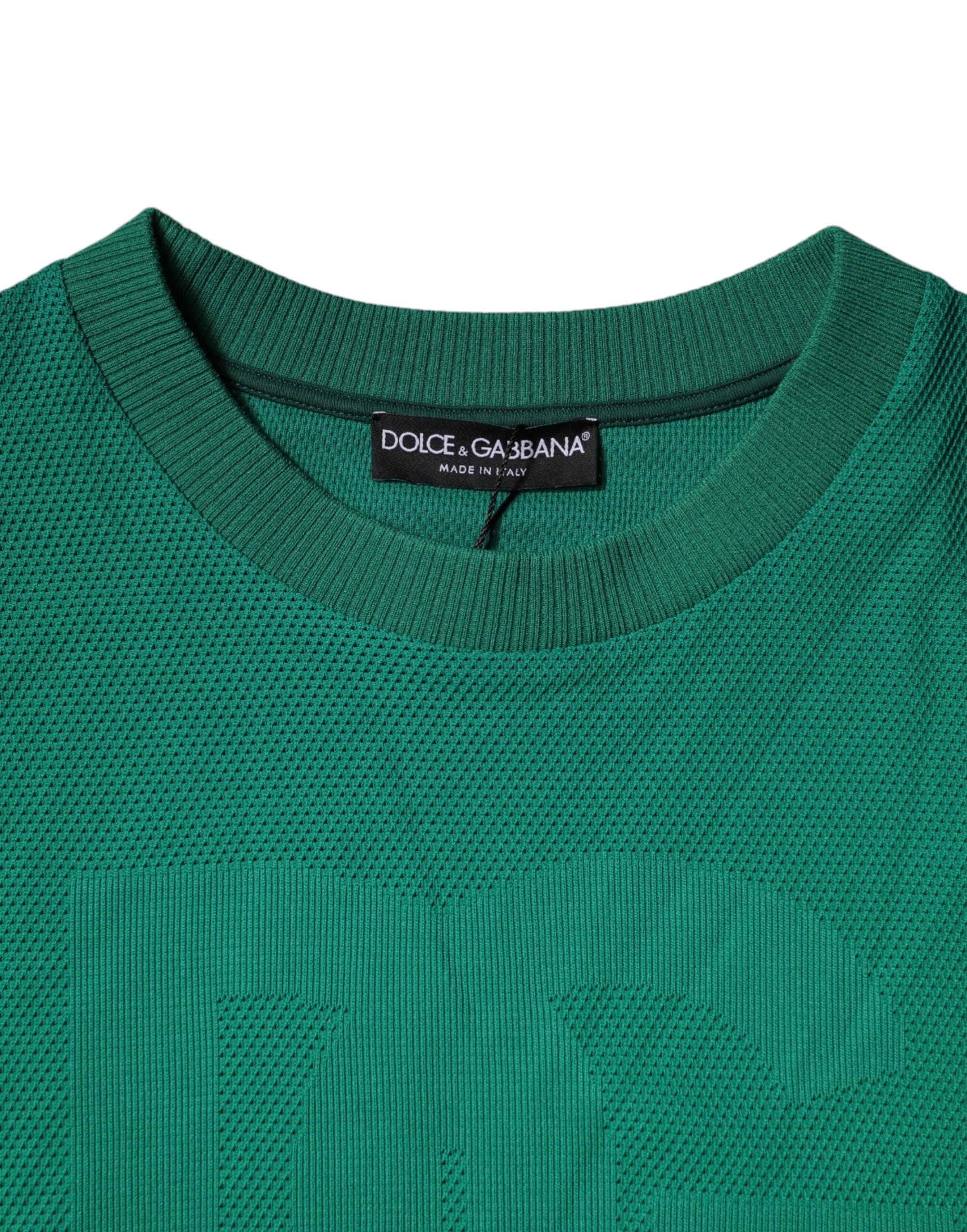 Dolce & Gabbana Green Logo Nylon Crew Neck Pullover Men's Sweater