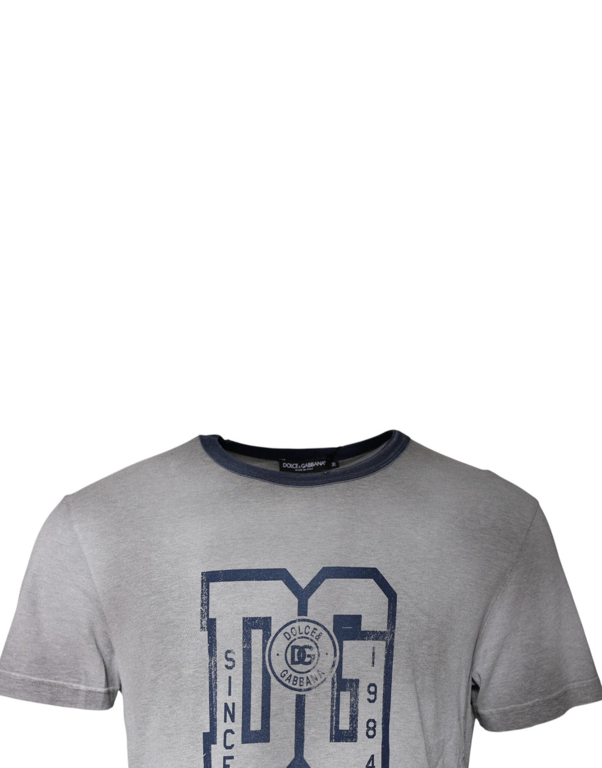 Dolce & Gabbana Gray Logo Print Cotton Crew Neck Men's T-shirt