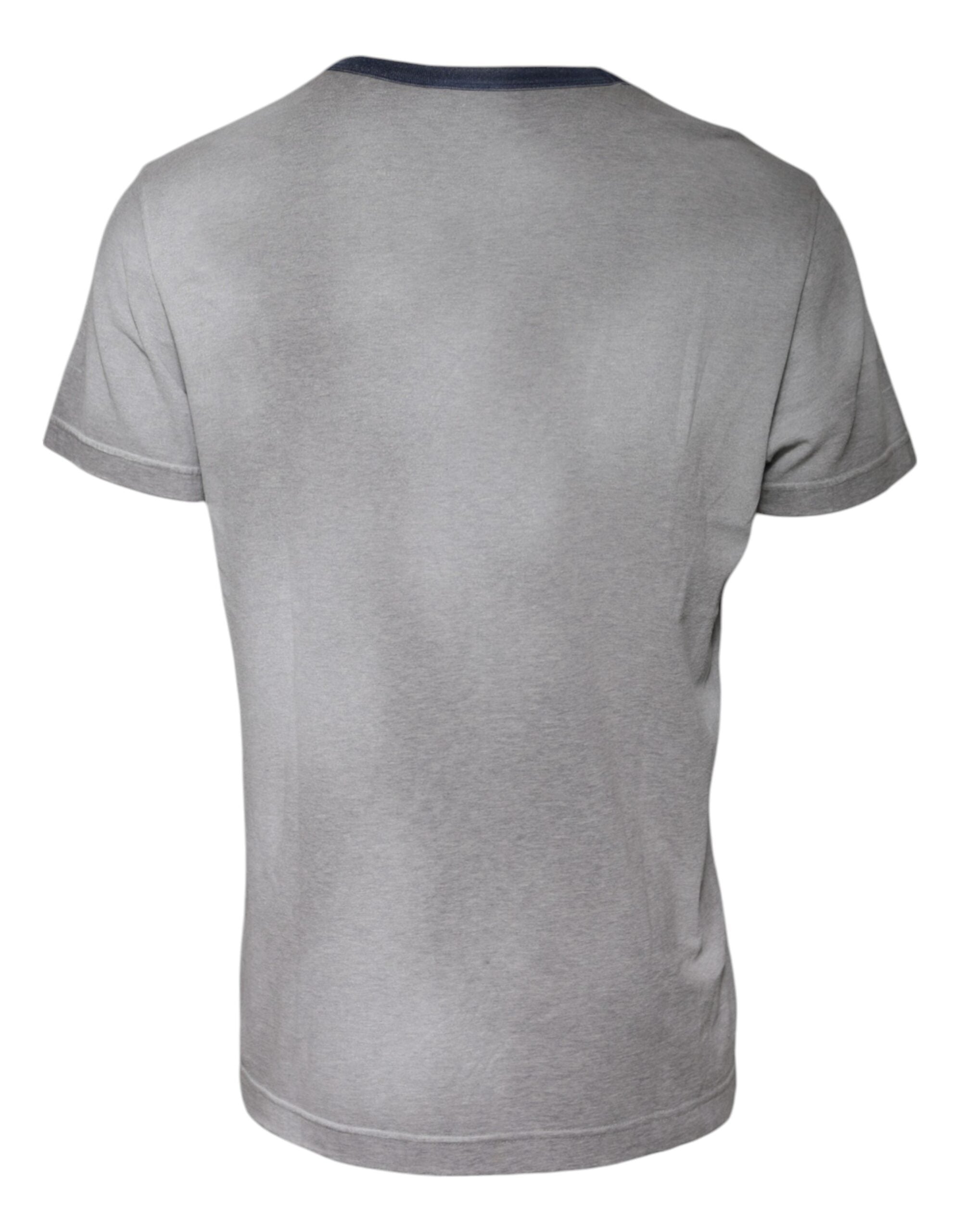 Dolce & Gabbana Gray Logo Print Cotton Crew Neck Men's T-shirt