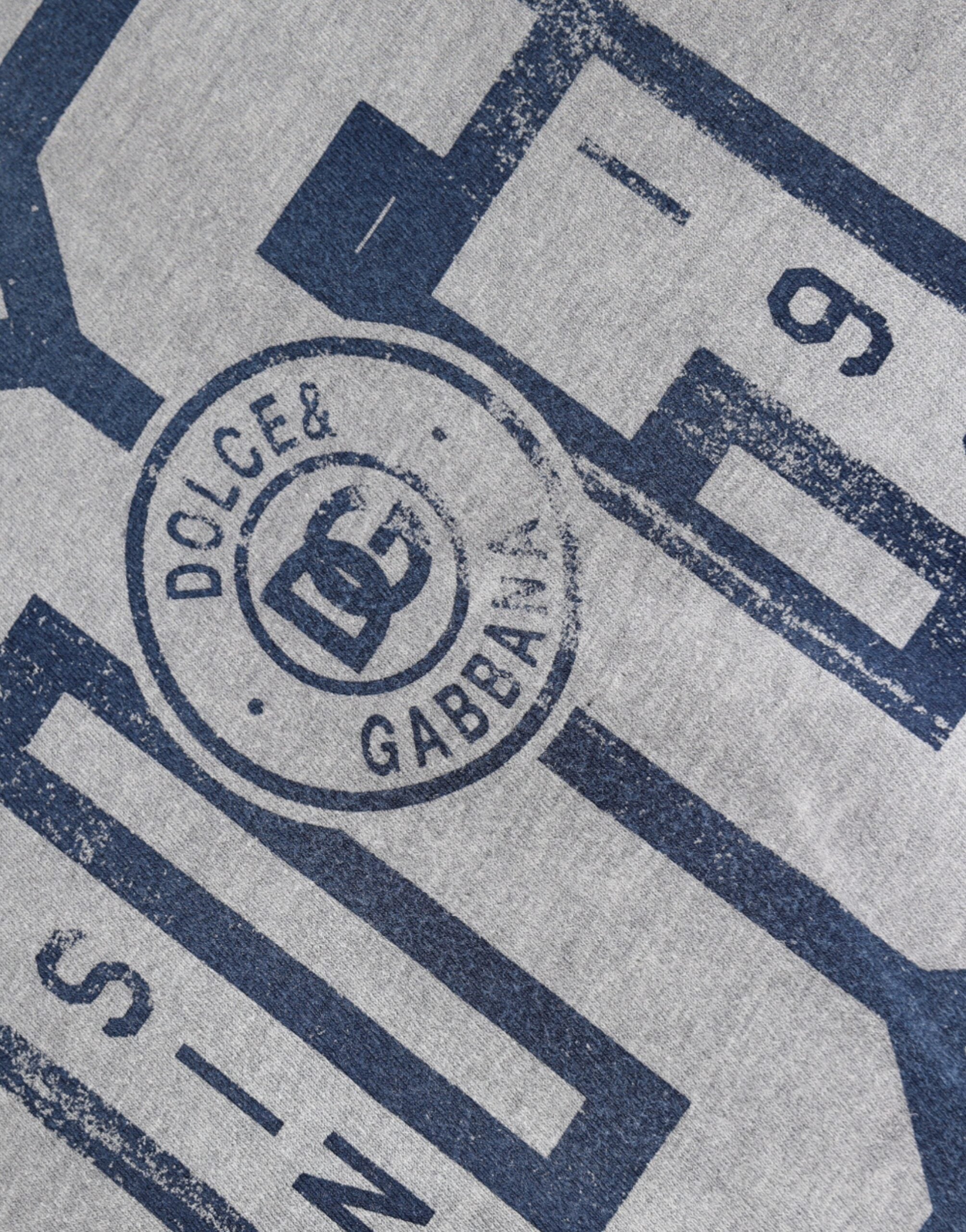 Dolce & Gabbana Gray Logo Print Cotton Crew Neck Men's T-shirt