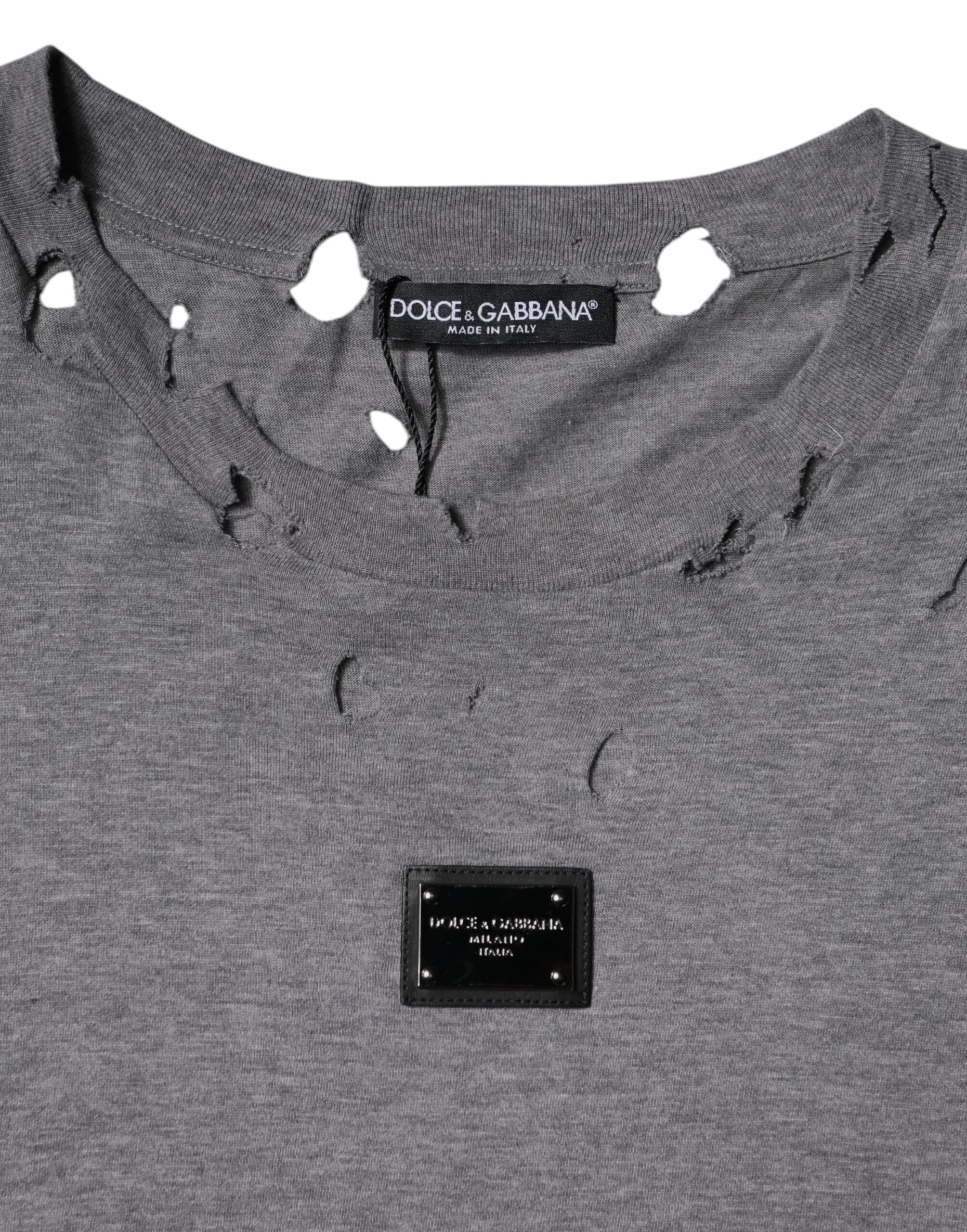 Dolce & Gabbana Gray Logo Crew Neck Short Sleeves Men's T-shirt