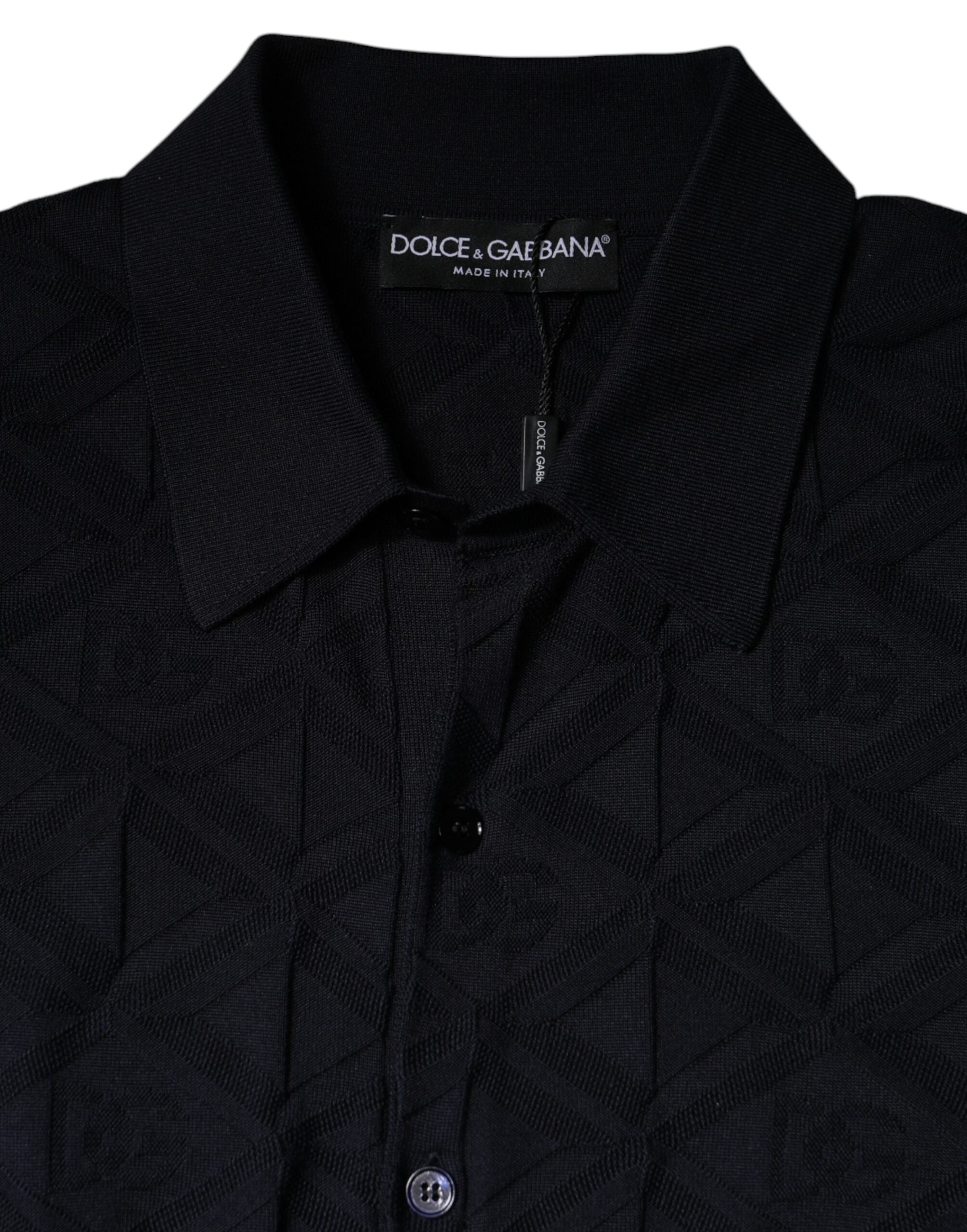 Dolce & Gabbana Black Silk Crew Neck Men Cardigan Men's Sweater