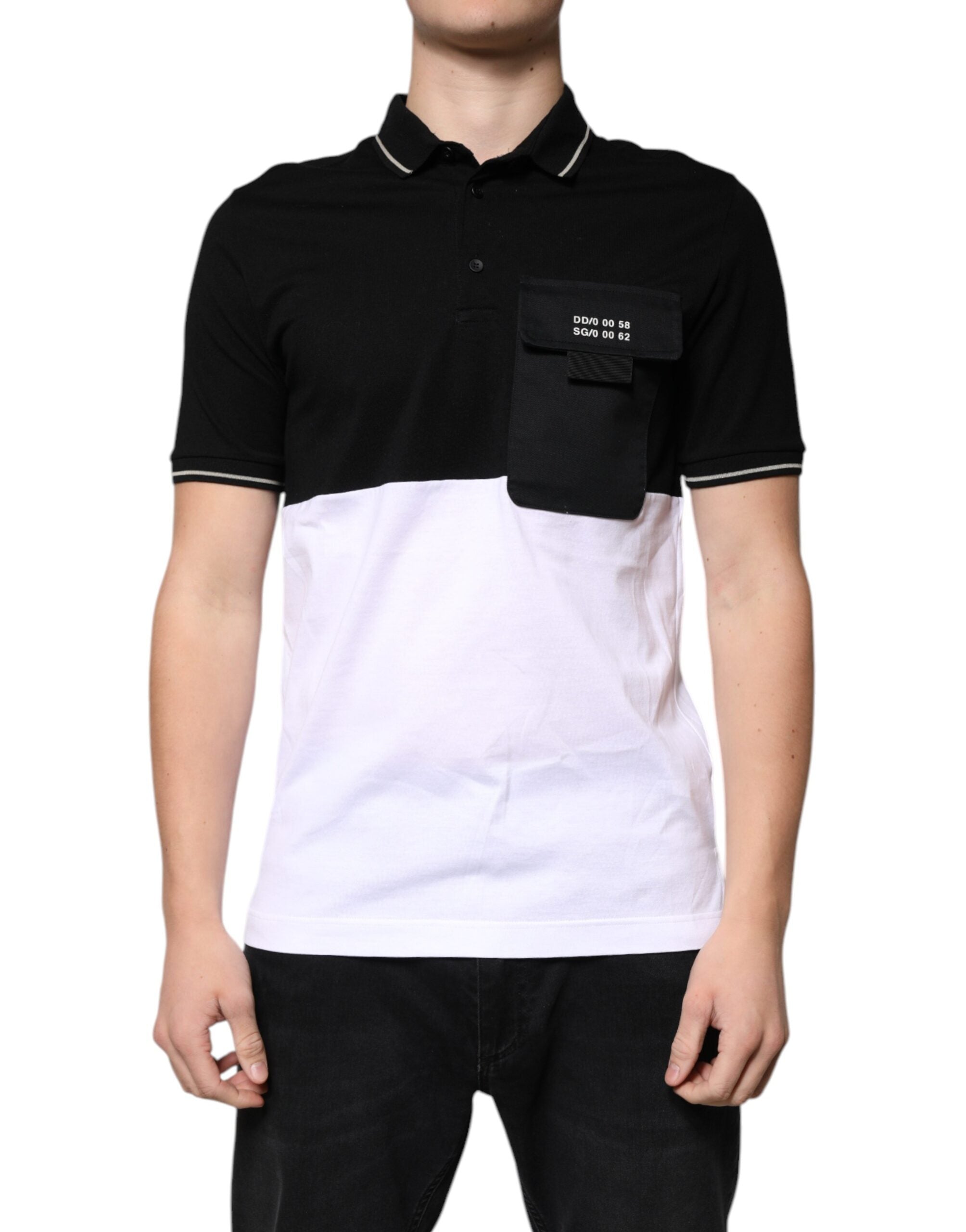 Dolce & Gabbana Black White Cotton Short Sleeves Polo Men's T-shirt
