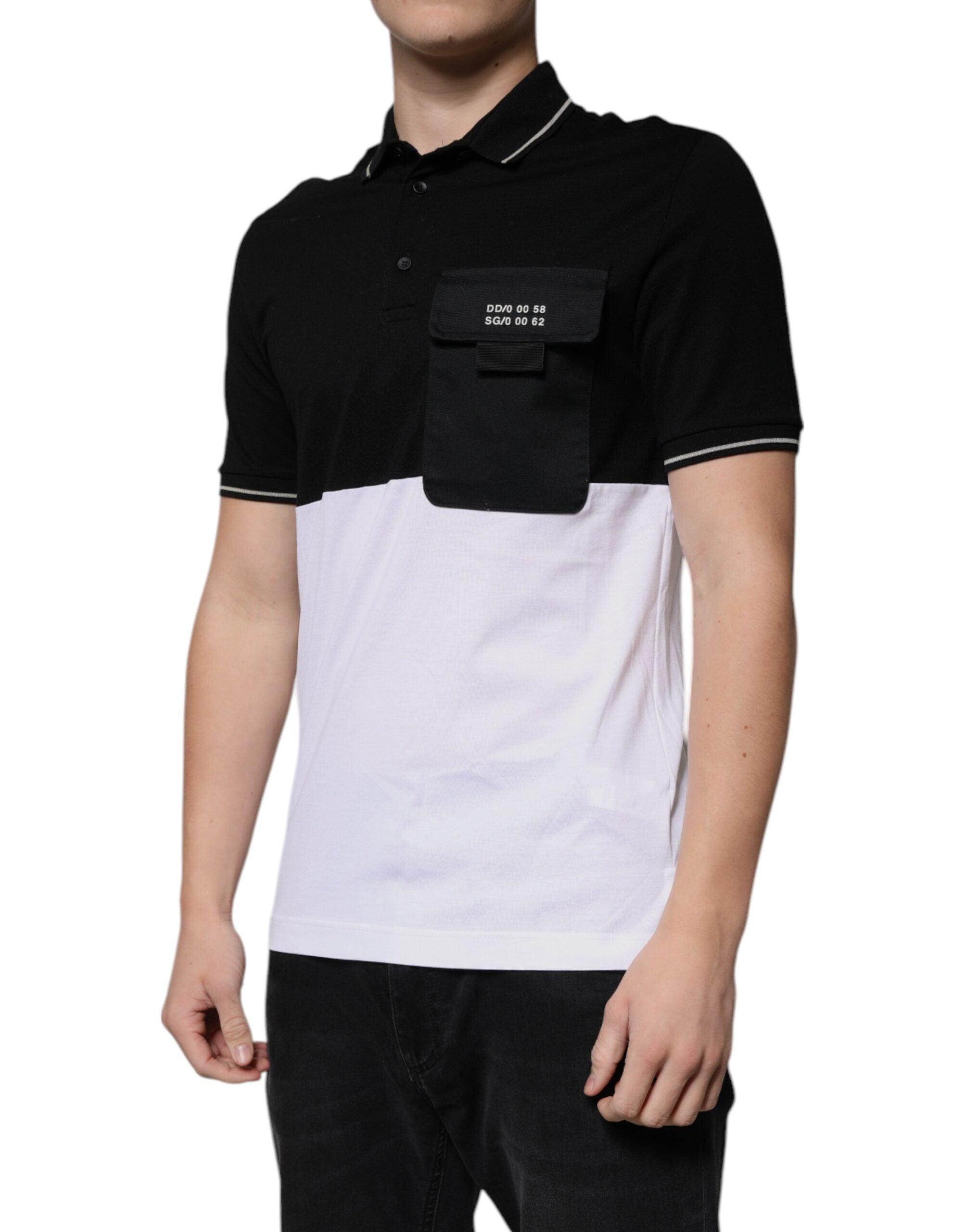 Dolce & Gabbana Black White Cotton Short Sleeves Polo Men's T-shirt