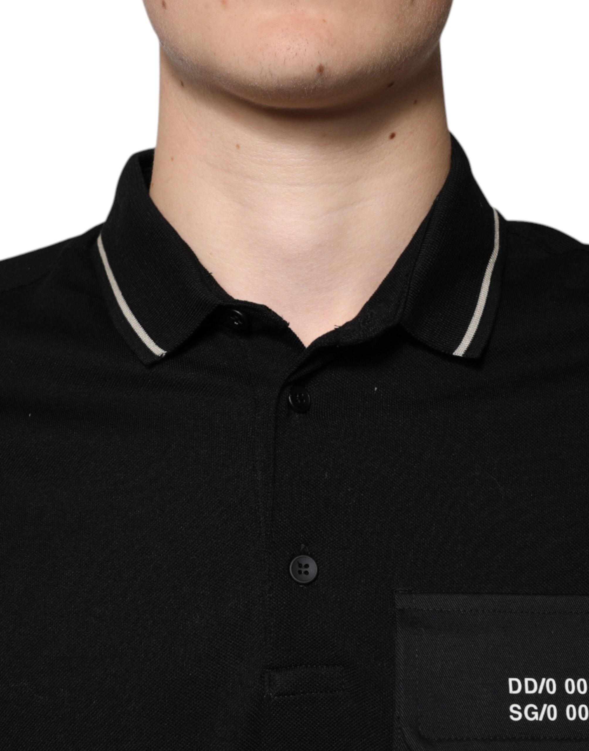 Dolce & Gabbana Black White Cotton Short Sleeves Polo Men's T-shirt