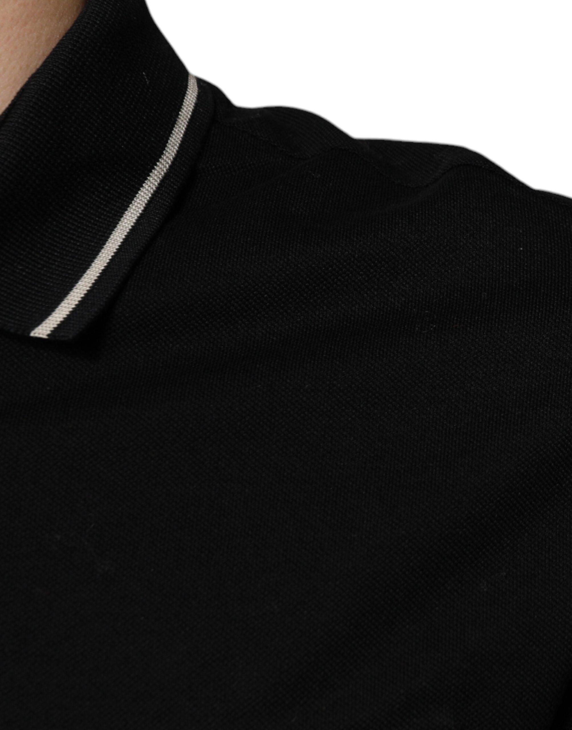 Dolce & Gabbana Black White Cotton Short Sleeves Polo Men's T-shirt