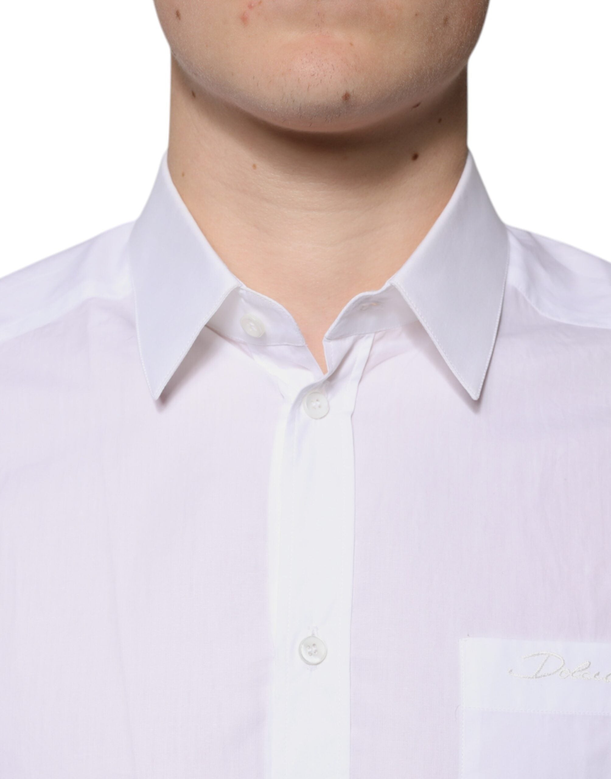 Dolce & Gabbana White Cotton Long Sleeves GOLD Dress Men's Shirt