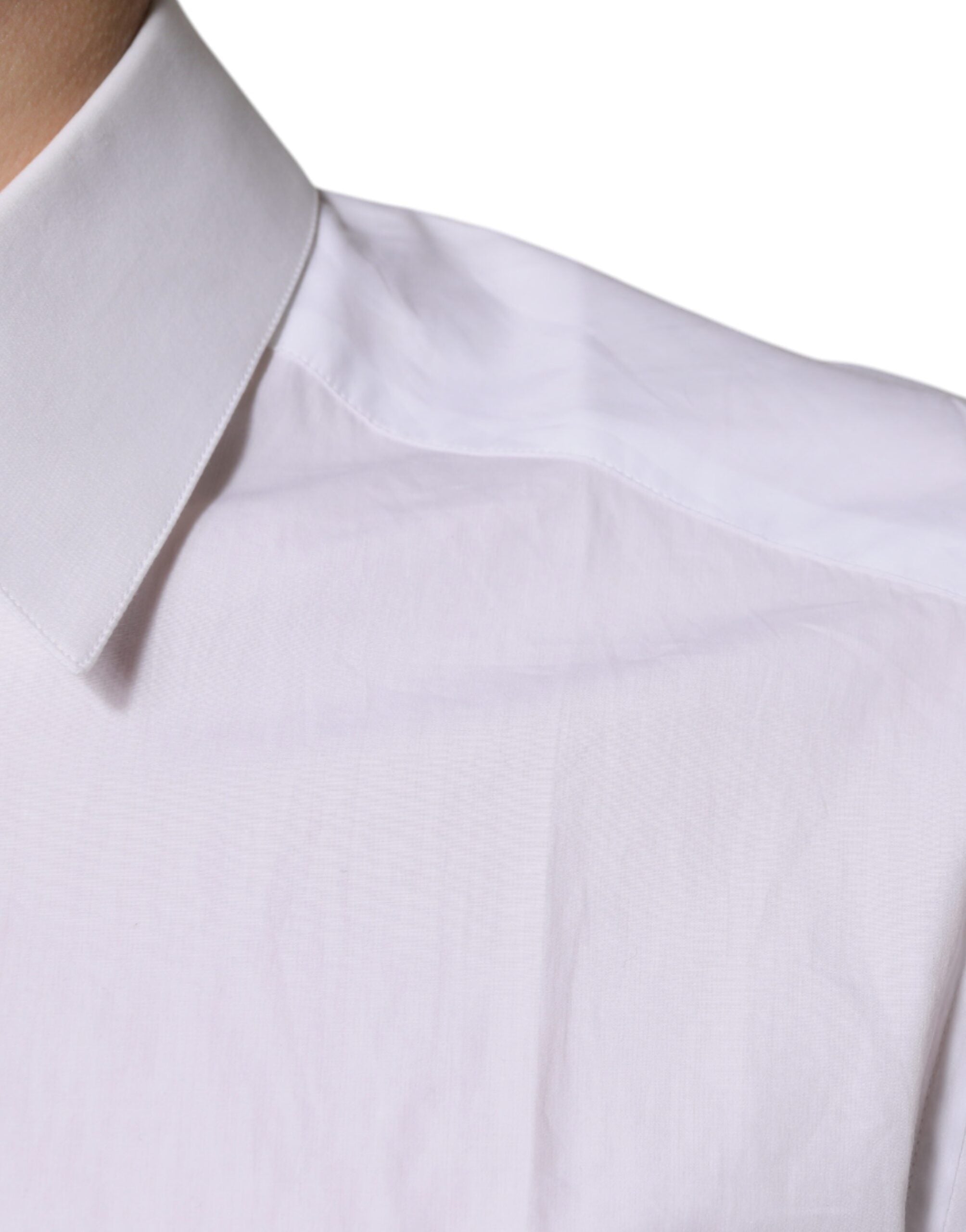Dolce & Gabbana White Cotton Long Sleeves GOLD Dress Men's Shirt