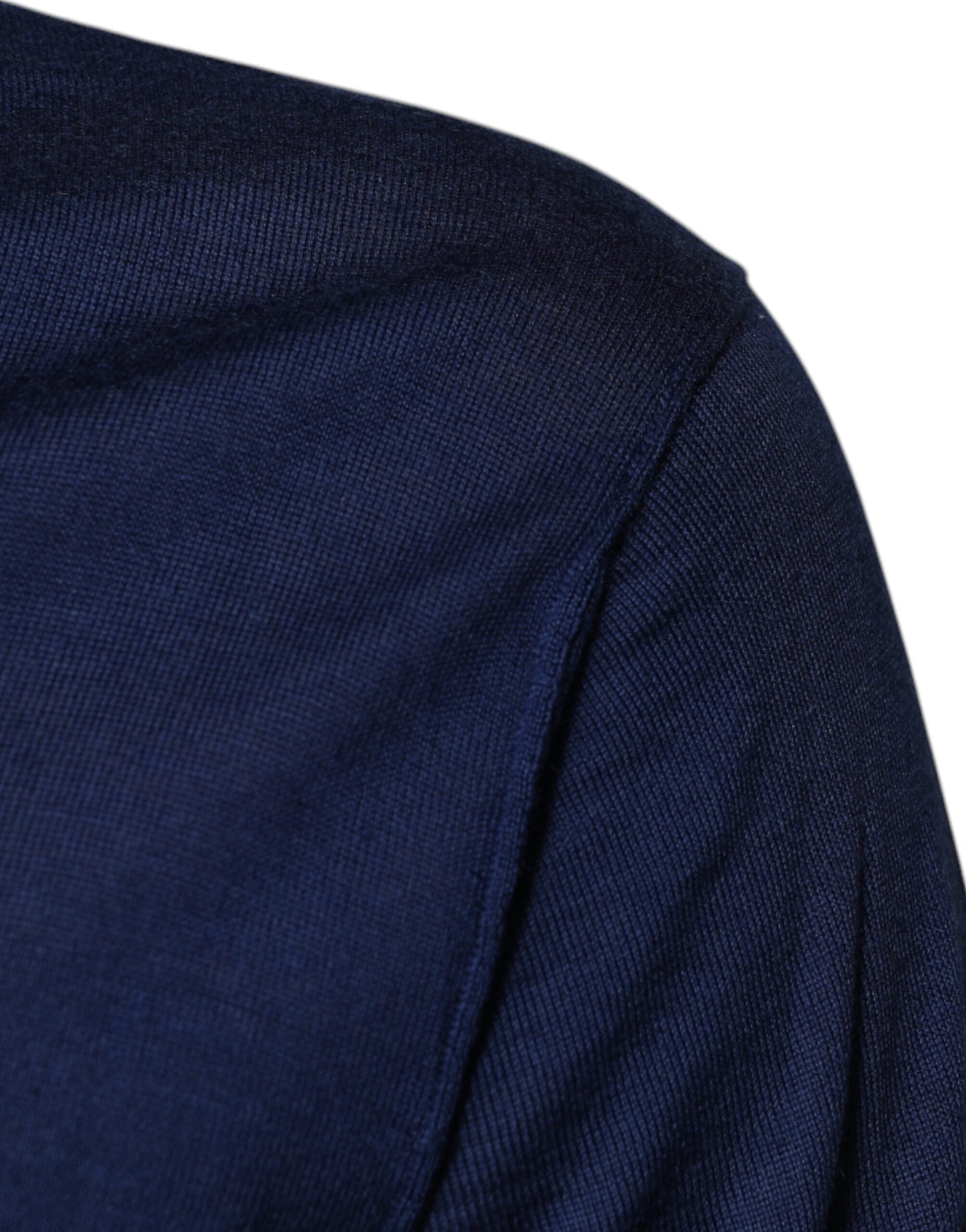 Dolce & Gabbana Navy Blue Cashmere V-neck Pullover Men's Sweater