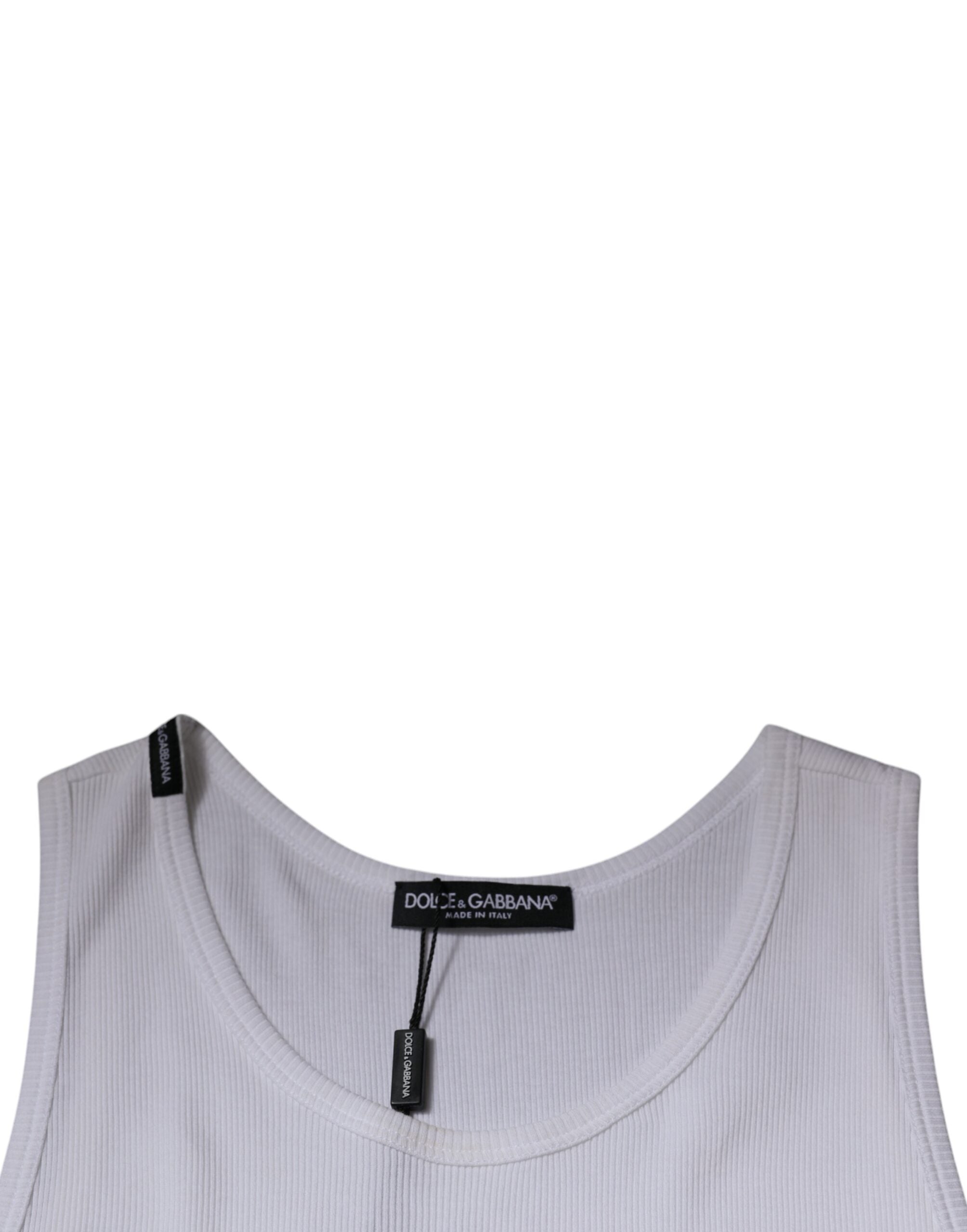 Dolce & Gabbana White Cotton Sleeveless Round Neck Tank Men's T-shirt