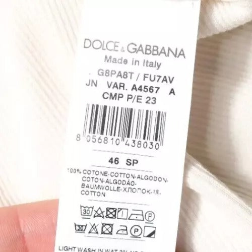 Dolce & Gabbana Off White Cotton Sleeveless Round Neck Tank Men's T-shirt