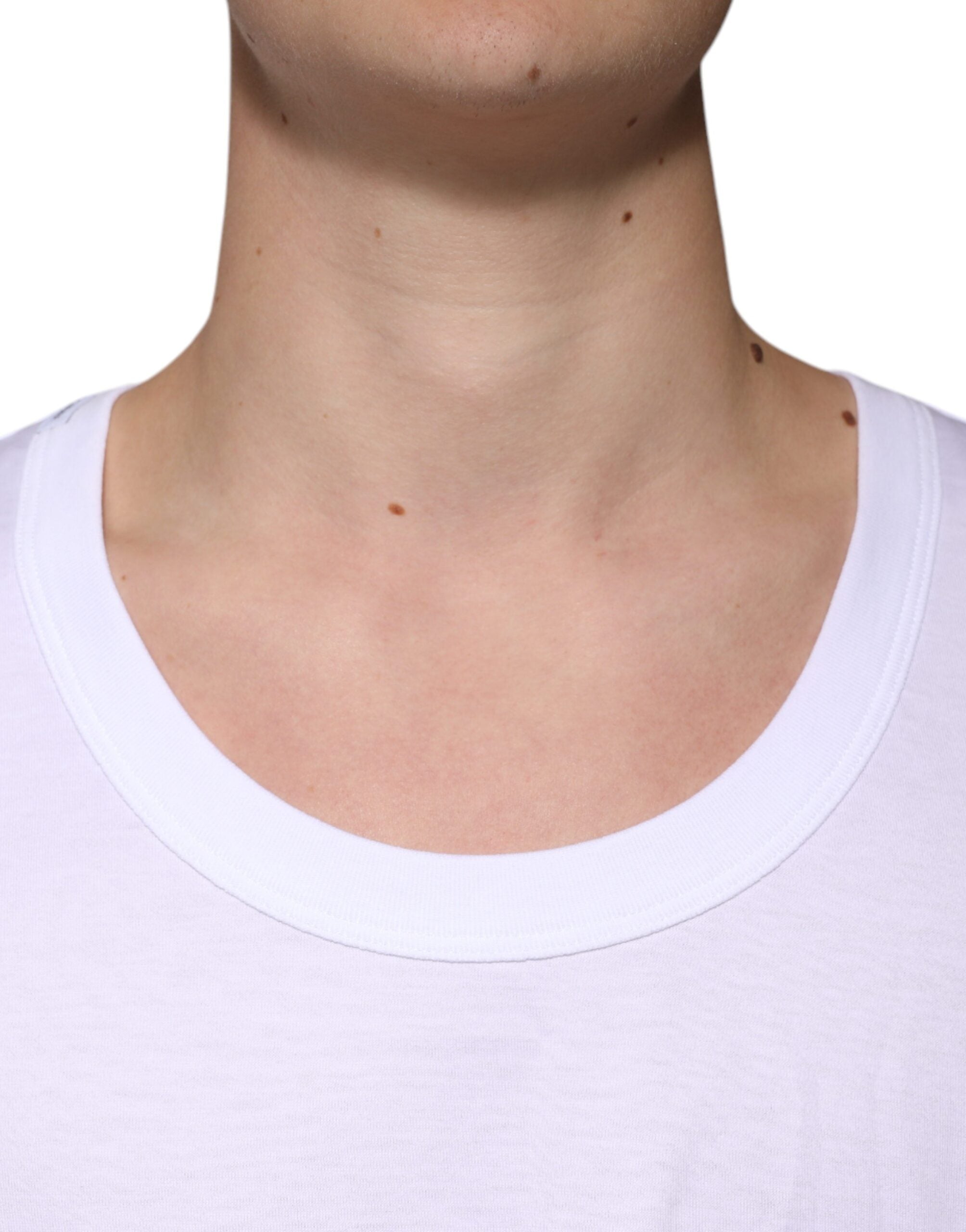 Dolce & Gabbana White Cotton Sleeveless Round Neck Tank Men's T-shirt